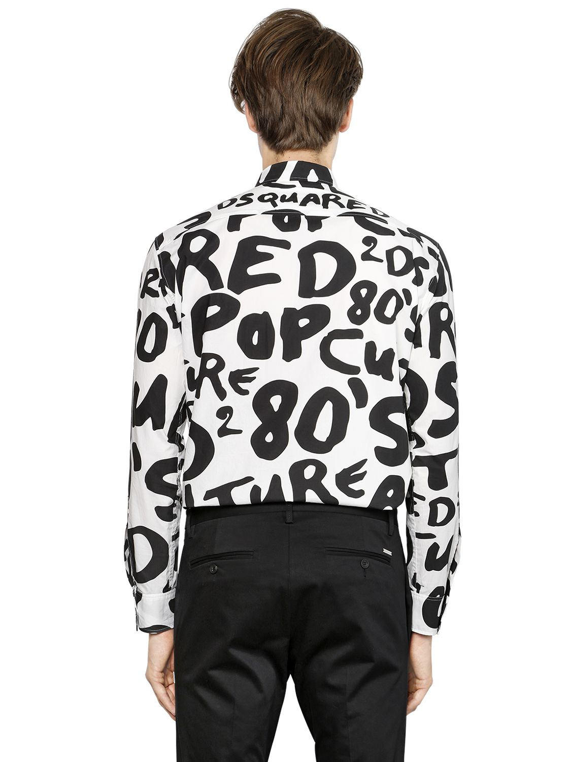 DSquared² 80s Pop Art Printed Cotton Poplin Shirt in White for Men | Lyst