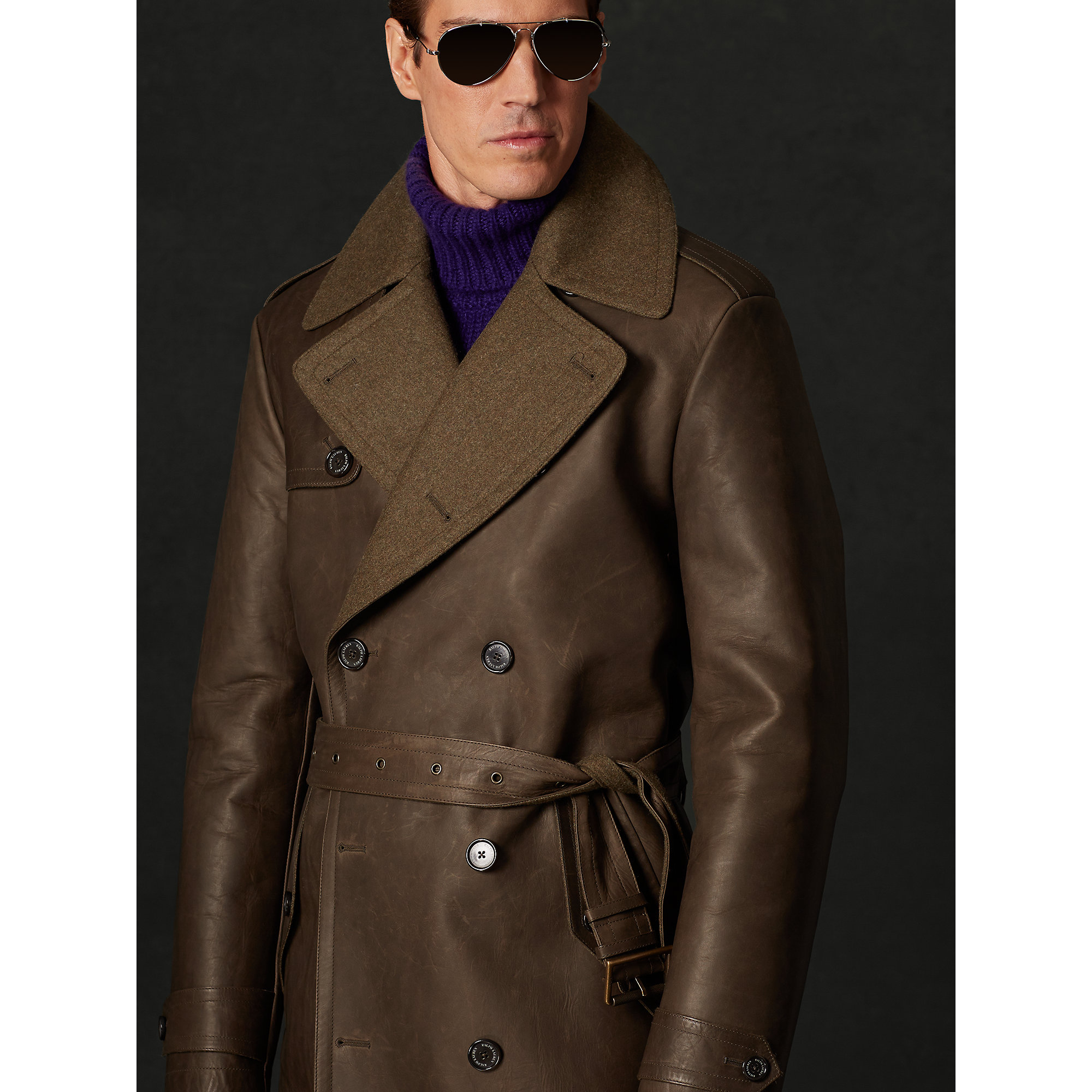 Ralph Lauren Purple Label Leather Fairfax Trench Coat in Brown for Men ...