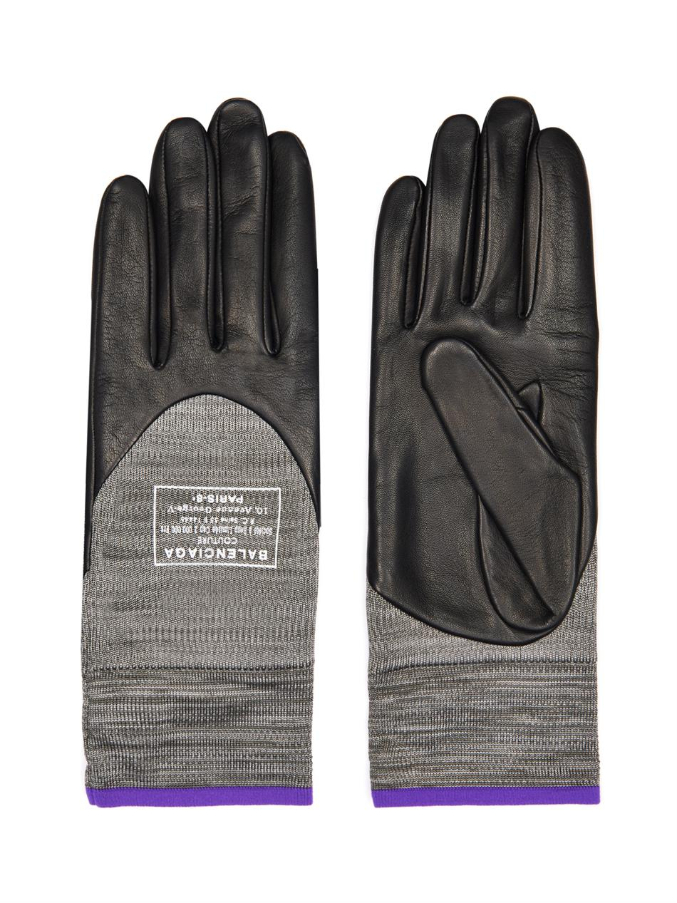 Balenciaga Leather And StretchKnit Gloves in Black Lyst