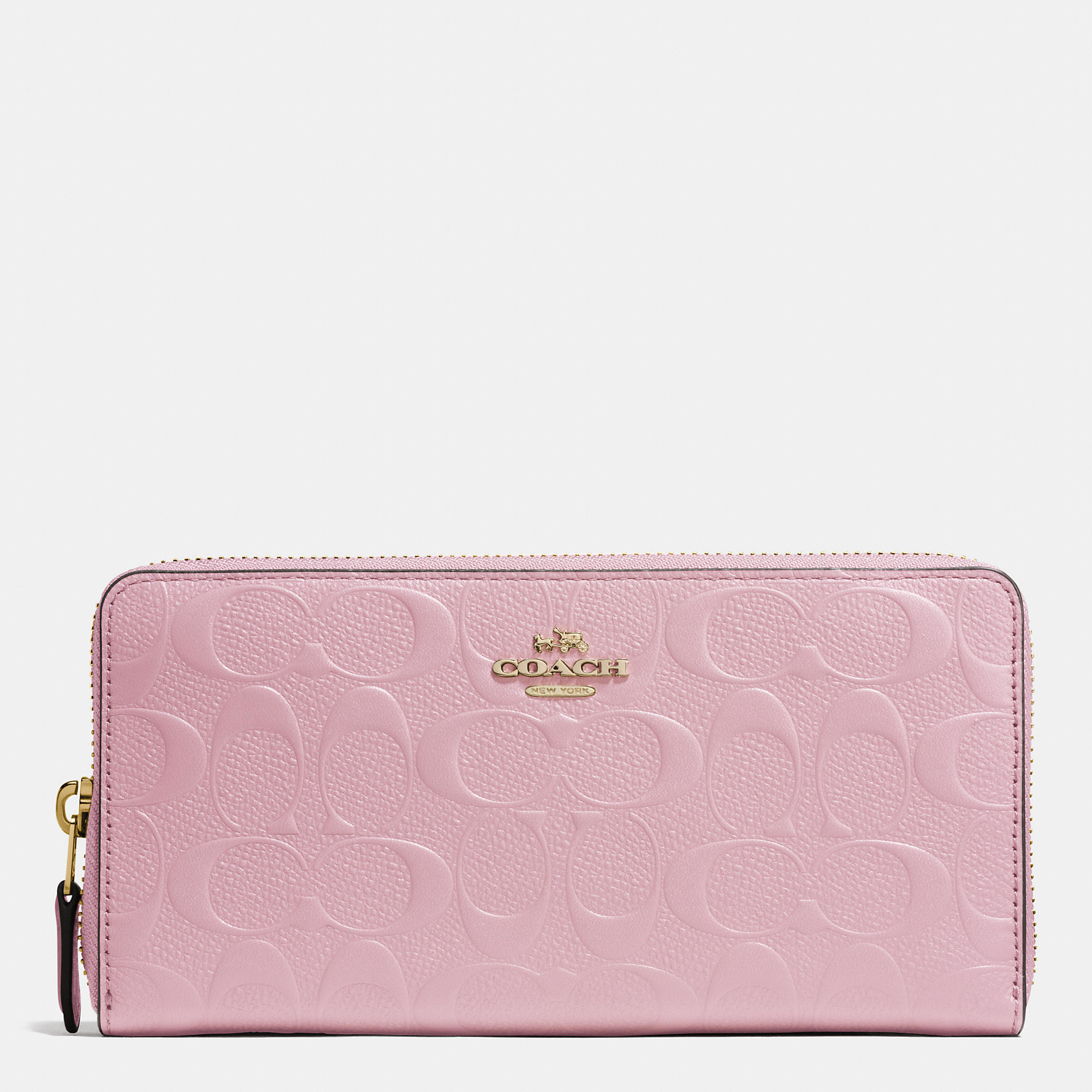 COACH Accordion Zip Wallet In Signature Embossed Leather in
