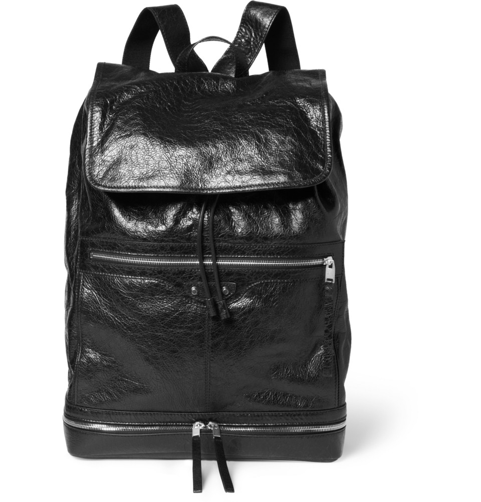 balenciaga black leather backpack