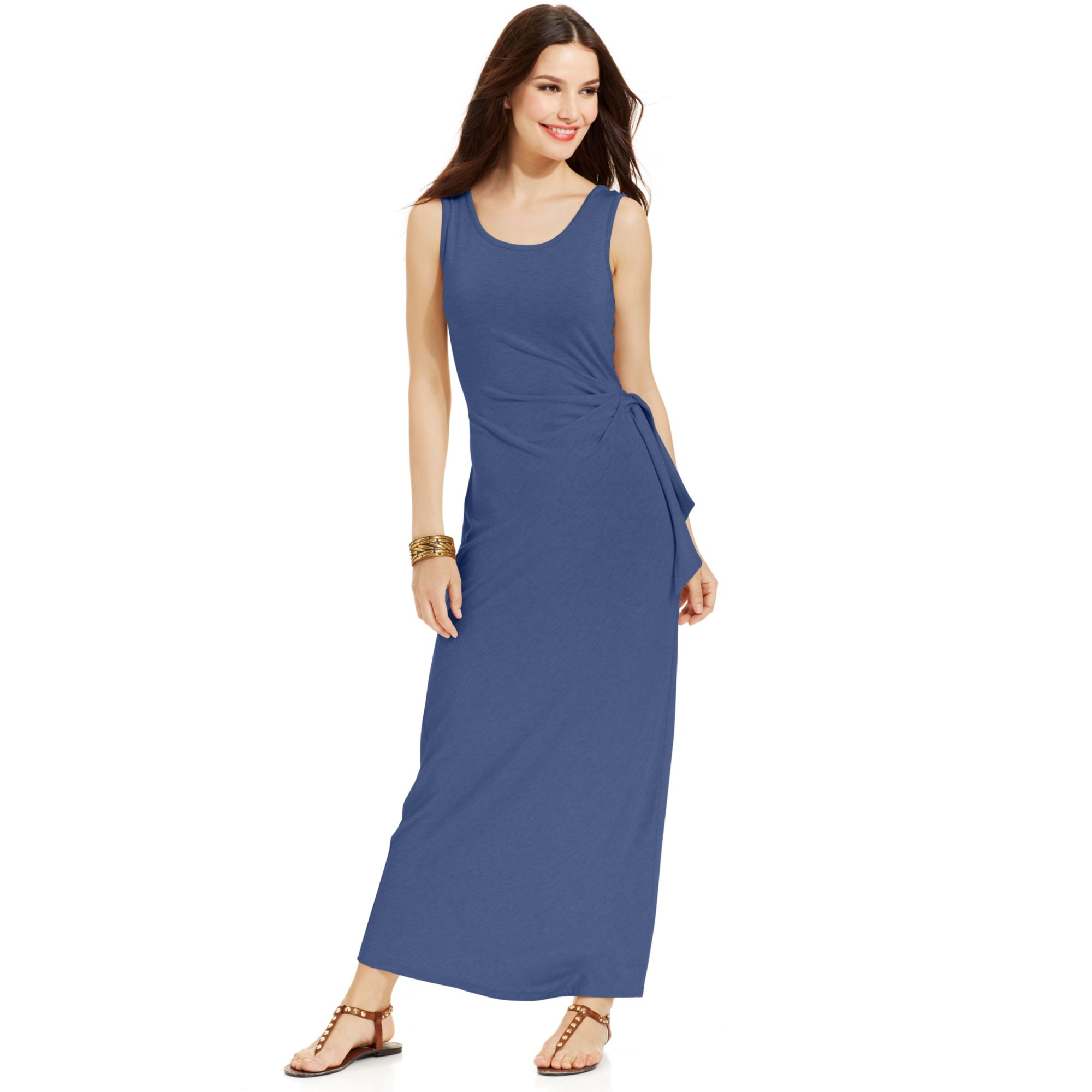 Spense Petite Sleeveless Sidetie Maxi Dress in Blue | Lyst