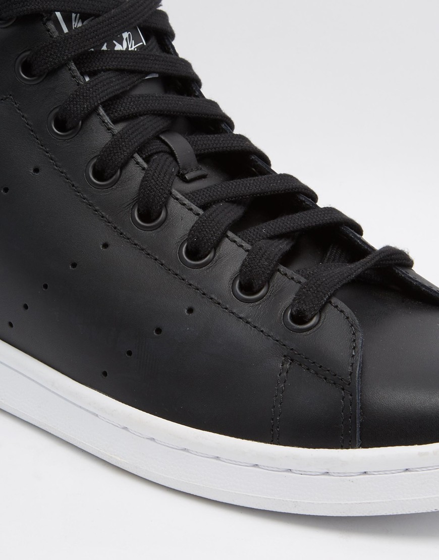 adidas Originals Leather Stan Smith Mid Trainers S75027 in Black for Men -  Lyst