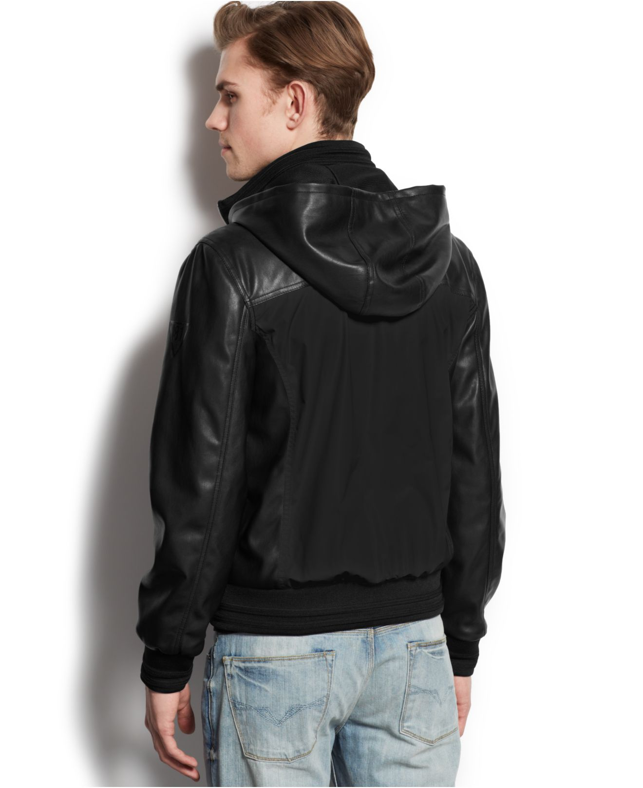 guess mixed media reversible jacket