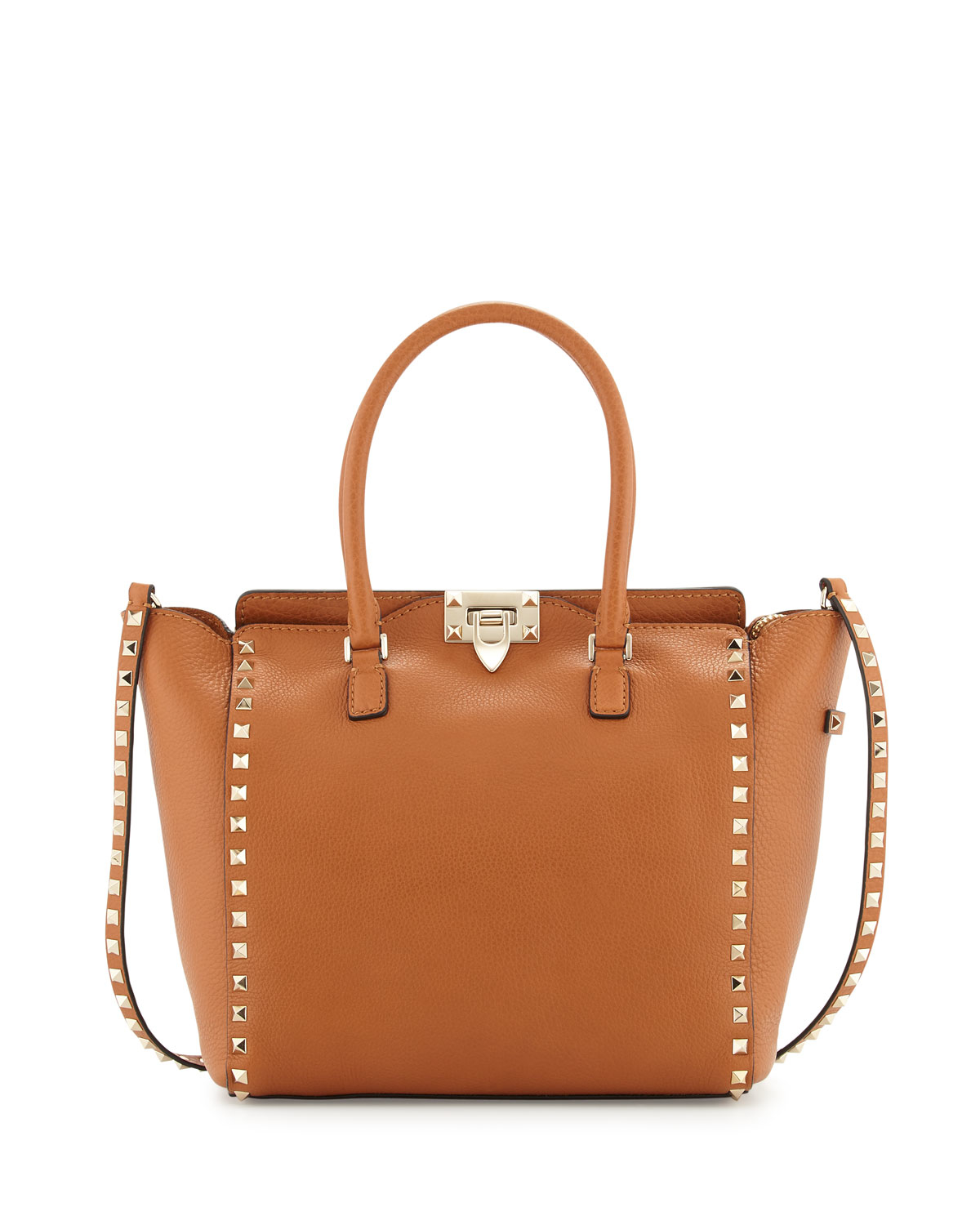 Valentino Rockstud Medium Leather Tote Bag in Tan (Brown) Lyst