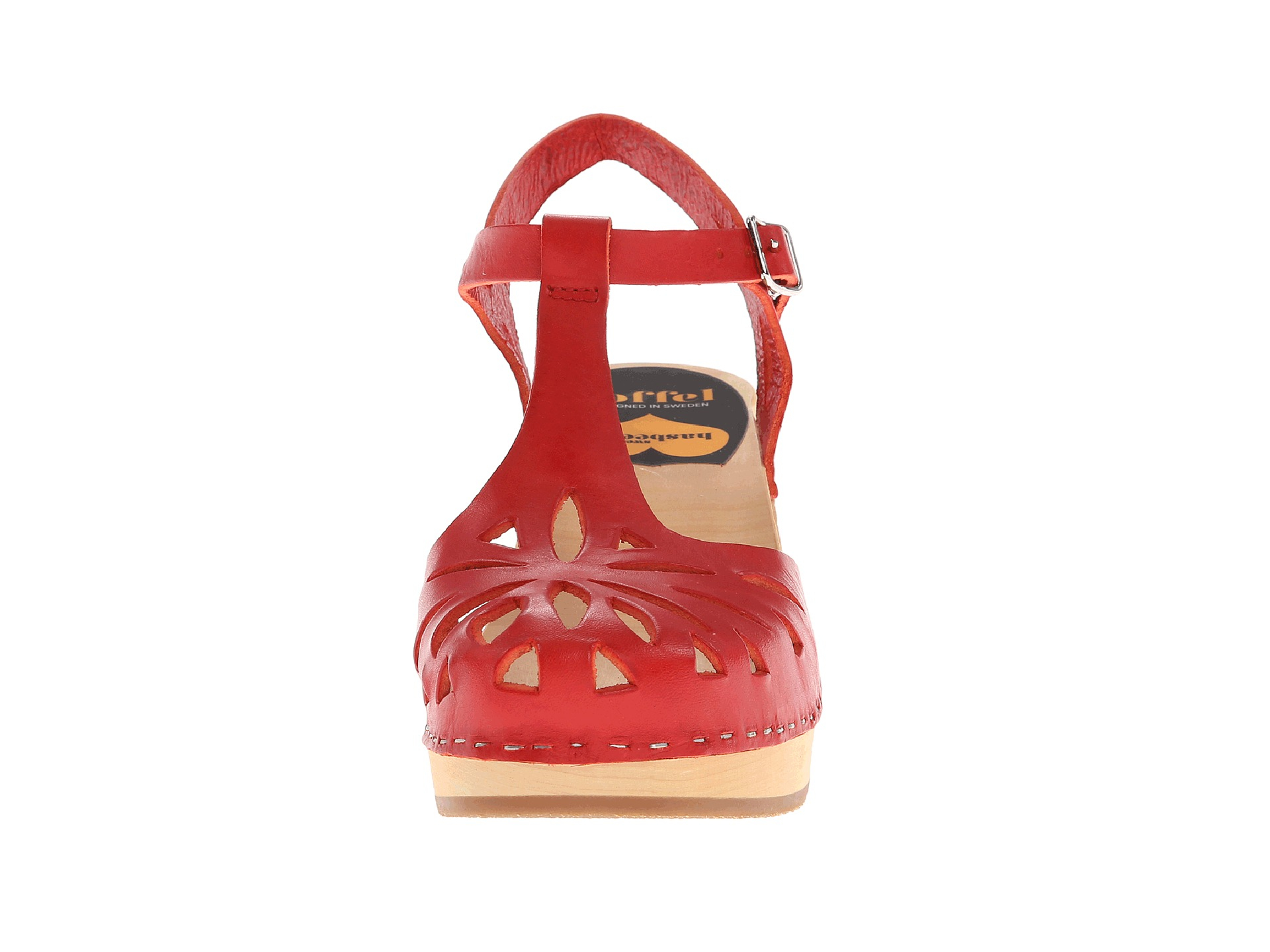 Swedish Hasbeens Leather Lacy Sandal in Red | Lyst