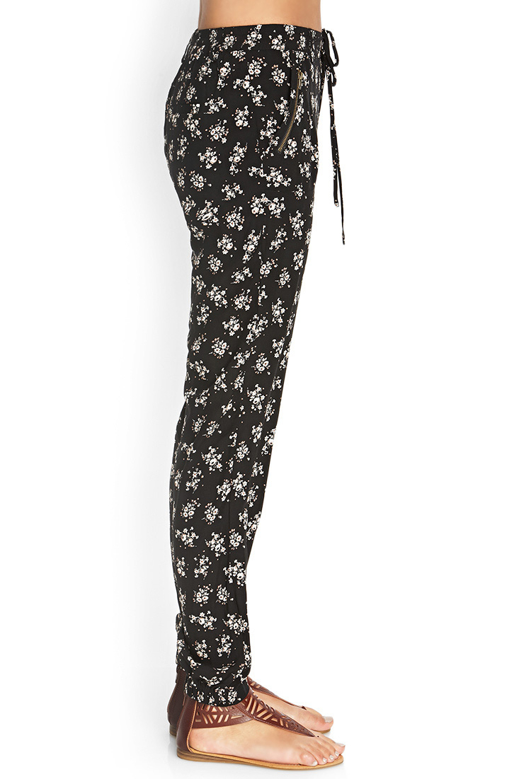 black floral joggers