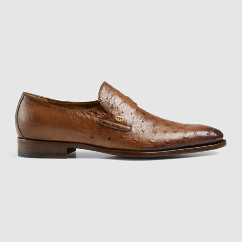 Gucci Ostrich Loafer in Brown for Men 
