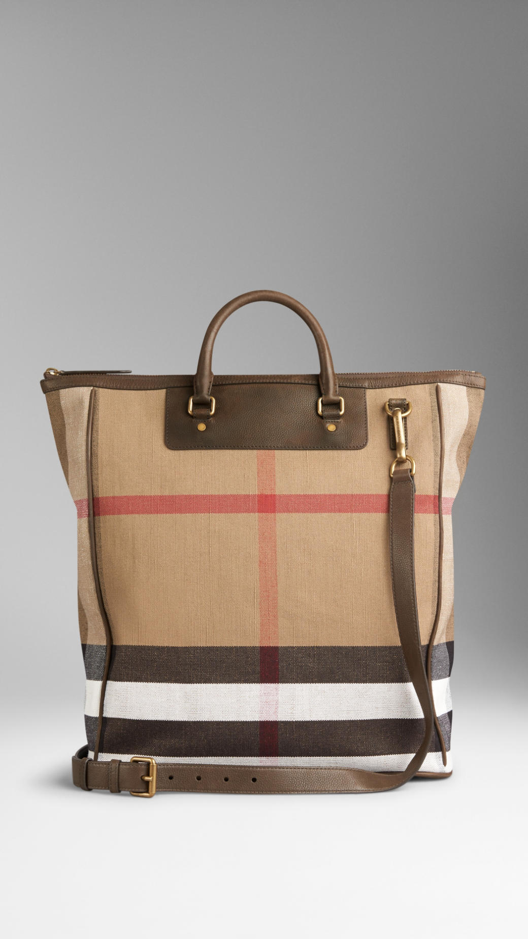 Burberry Large Canvas Check And Leather Tote Bag in Brown for Men | Lyst