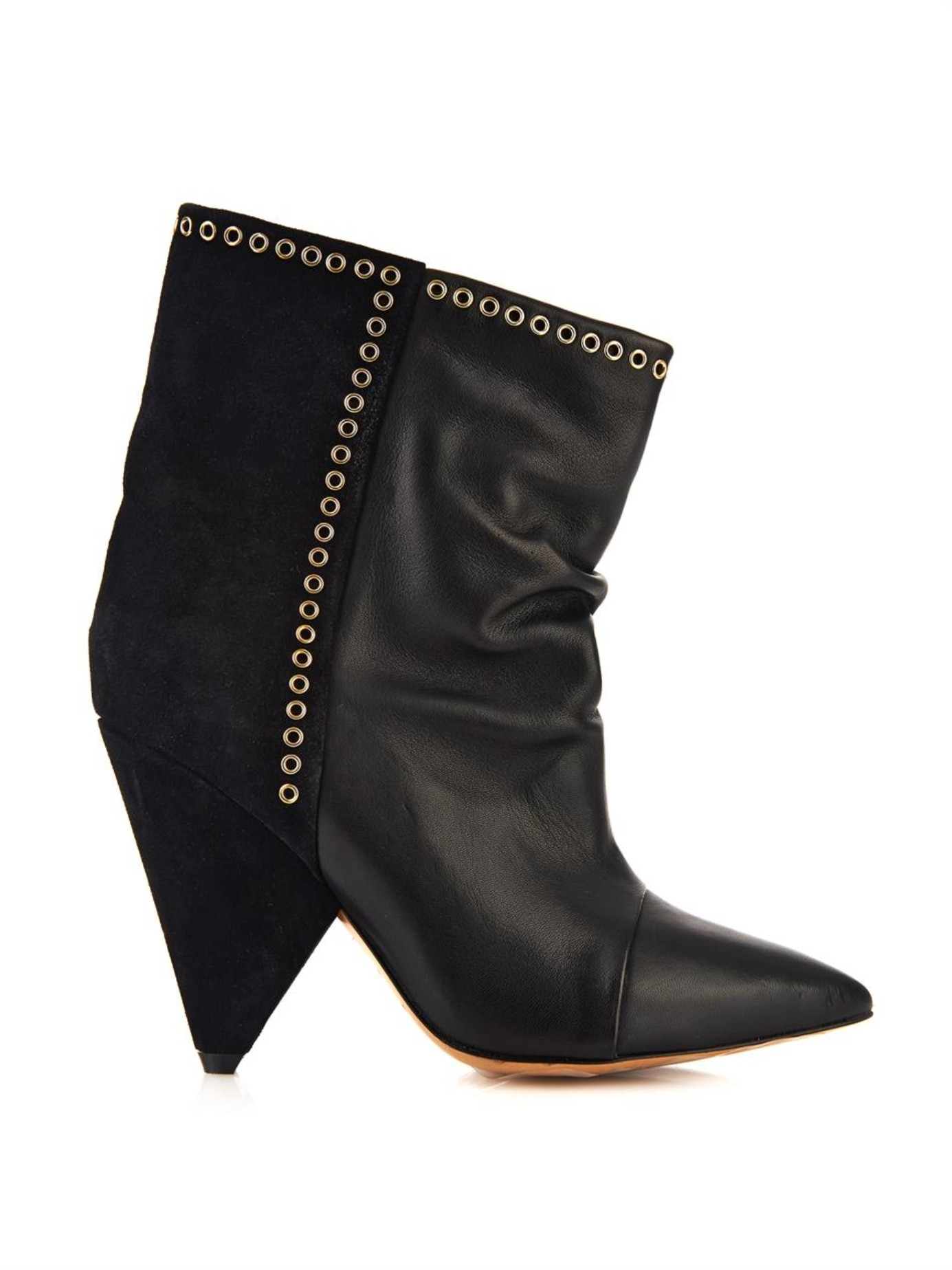 Isabel Marant Lance Suede And Leather Ankle Boots in Black - Lyst