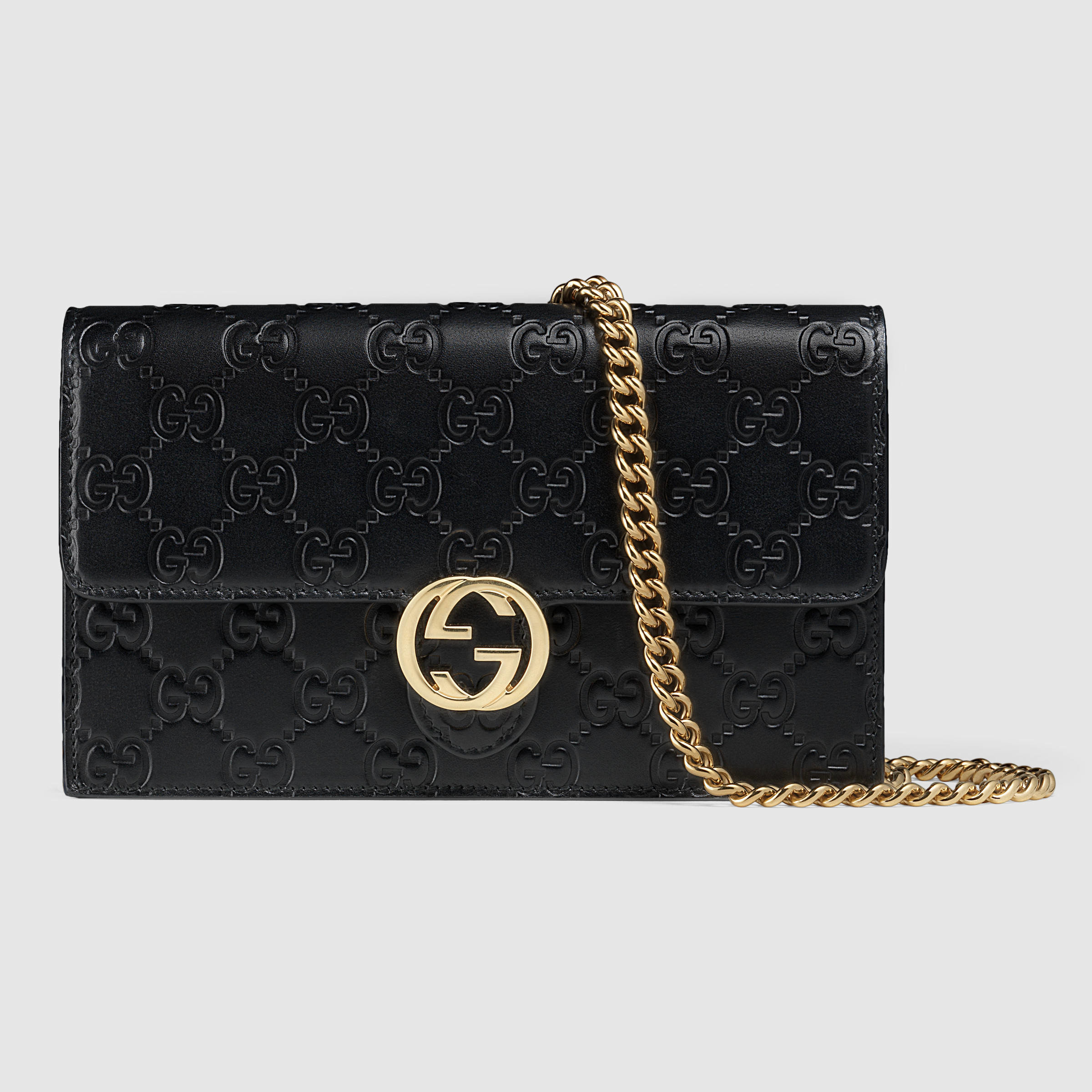 rijstwijn Voorafgaan Overeenstemming Gucci Icon Signature Chain Wallet in Black | Lyst