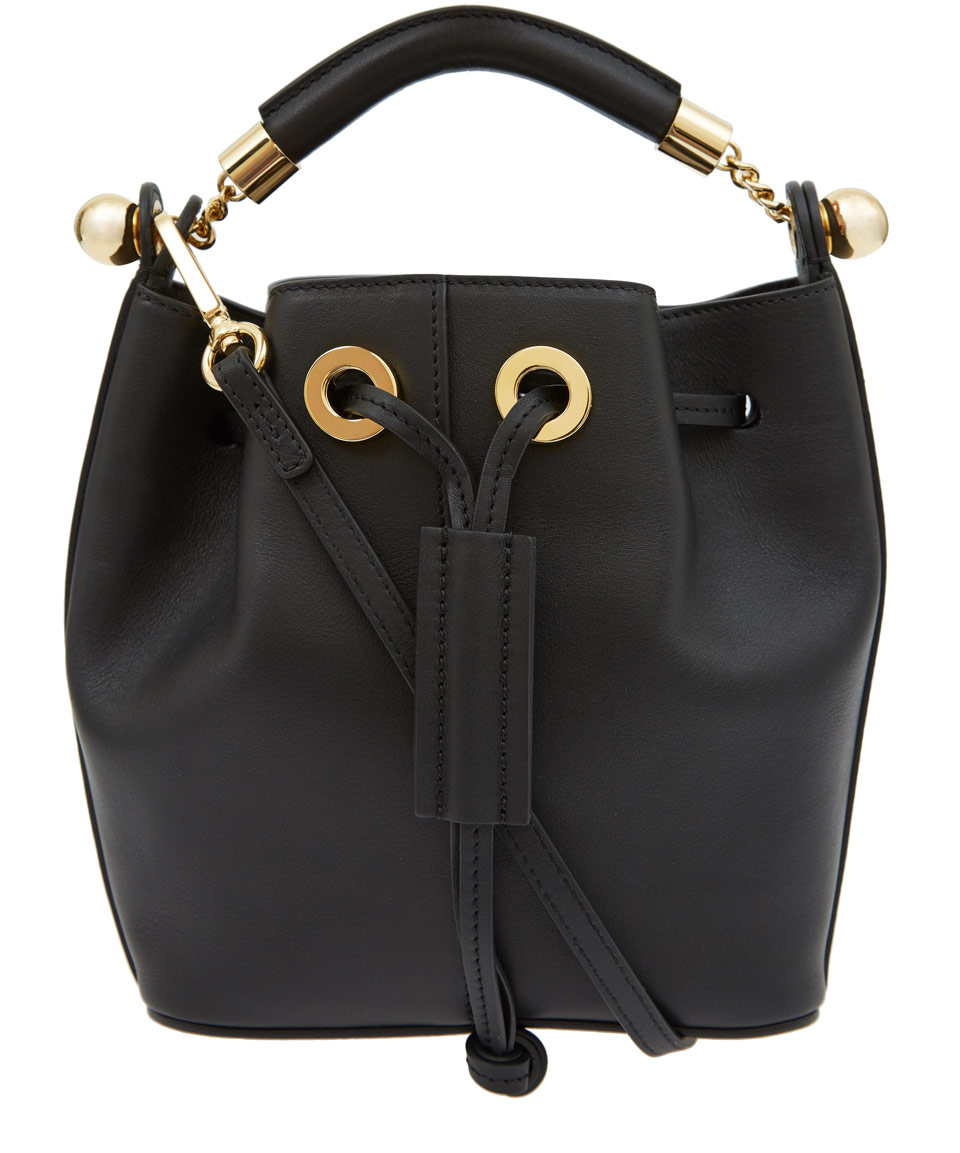 Chlo Black Gala Smooth Calfskin Bucket Bag in Black | Lyst