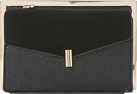 dune black suede clutch bag