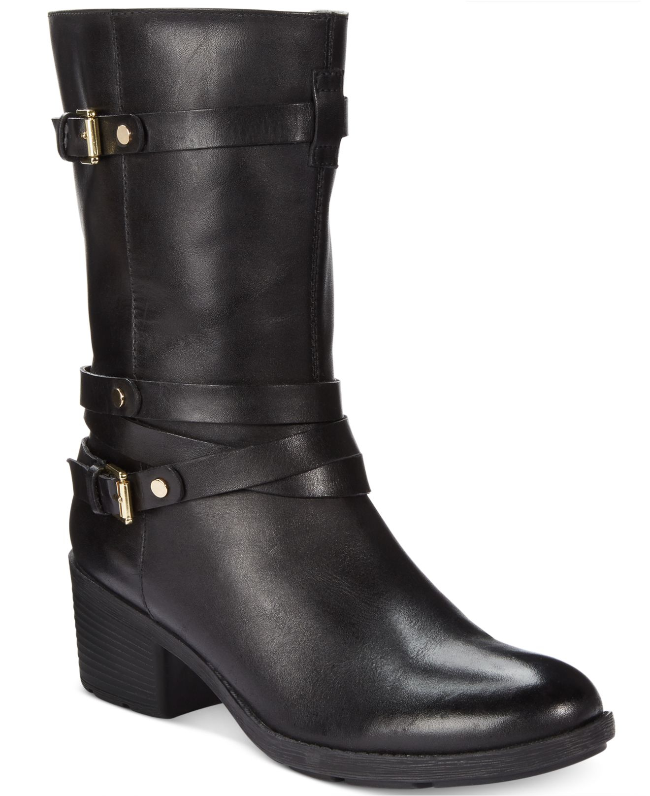 Bandolino Ursal Mid-shaft Boots in Black Leather (Black) - Lyst