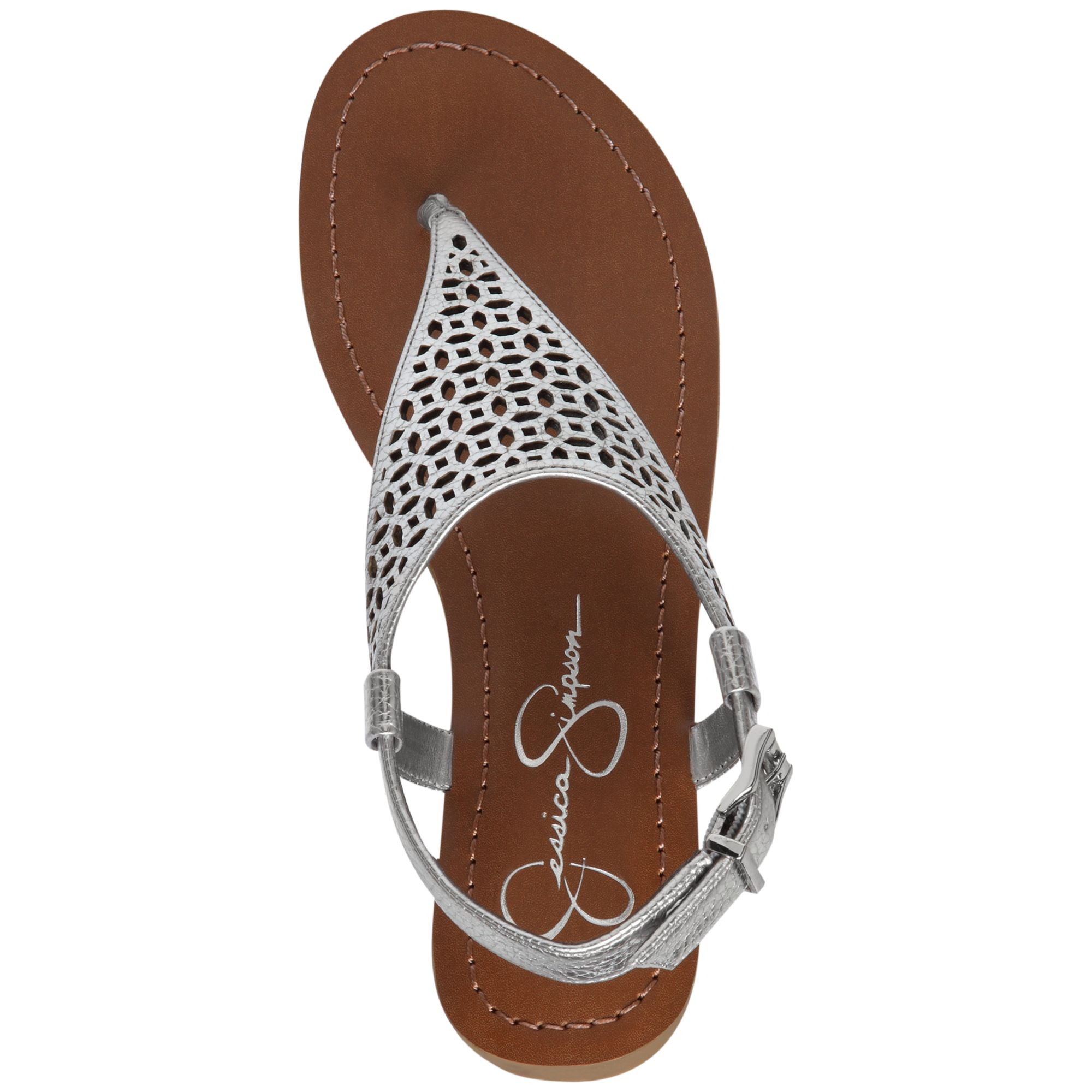 Jessica Simpson Grile Flat Thong Sandals in Silver Metallic (Metallic) |  Lyst