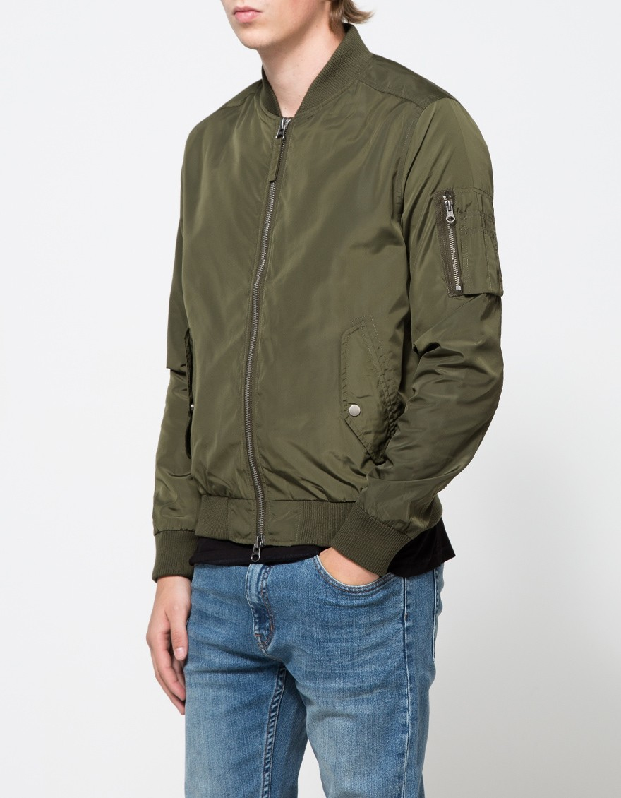 TOPMAN Ma1 Bomber Jacket in Olive (Green) for Men - Lyst