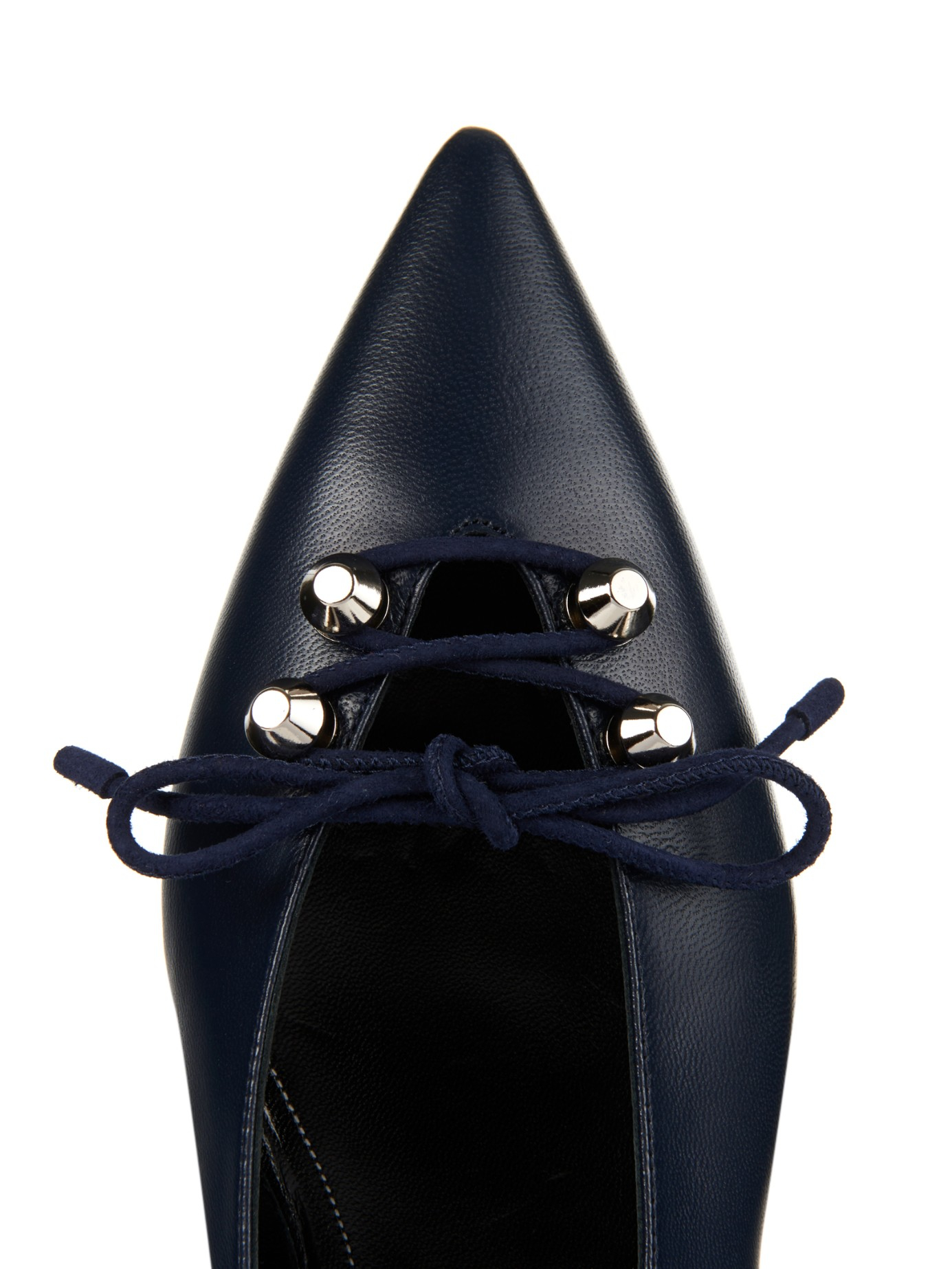 Balenciaga Leather Lace-Up Point Toe Flats in Navy (Blue) - Lyst