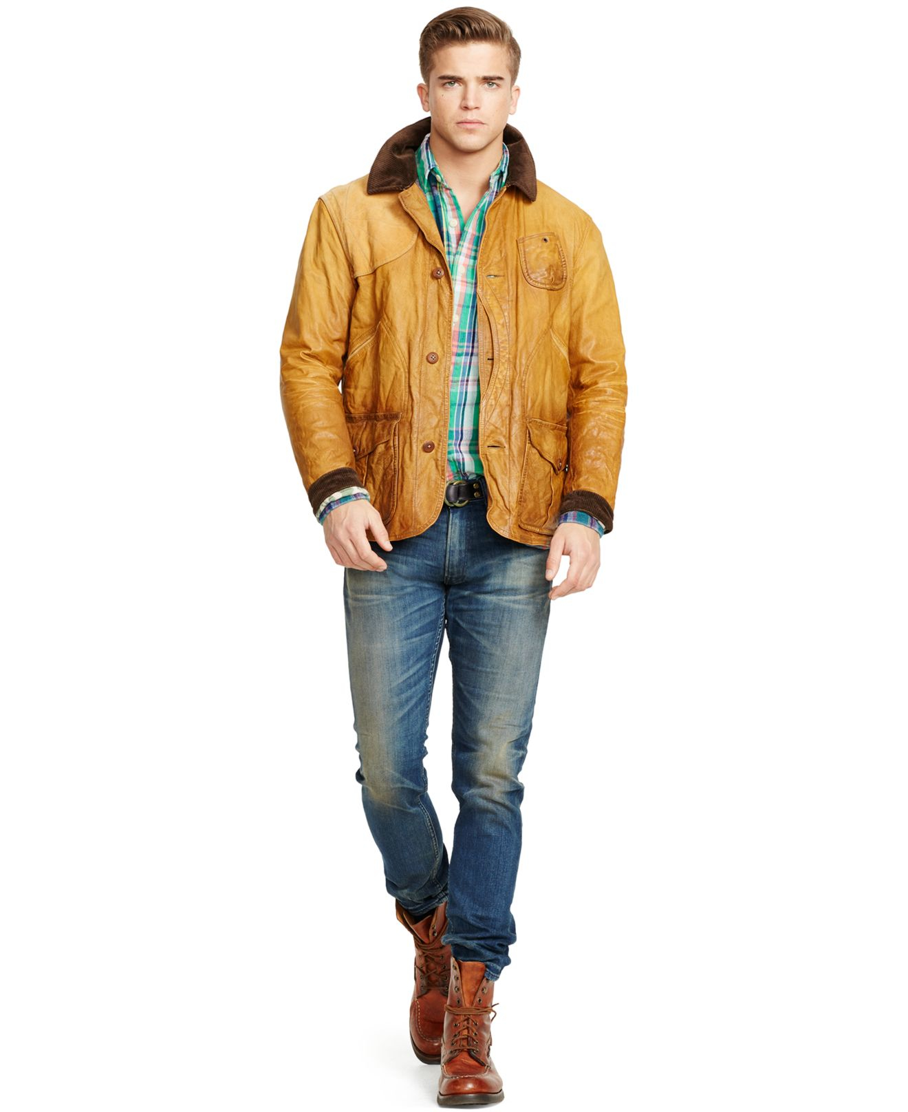 Polo Ralph Lauren Leather Hunting Jacket in Brown for Men Lyst