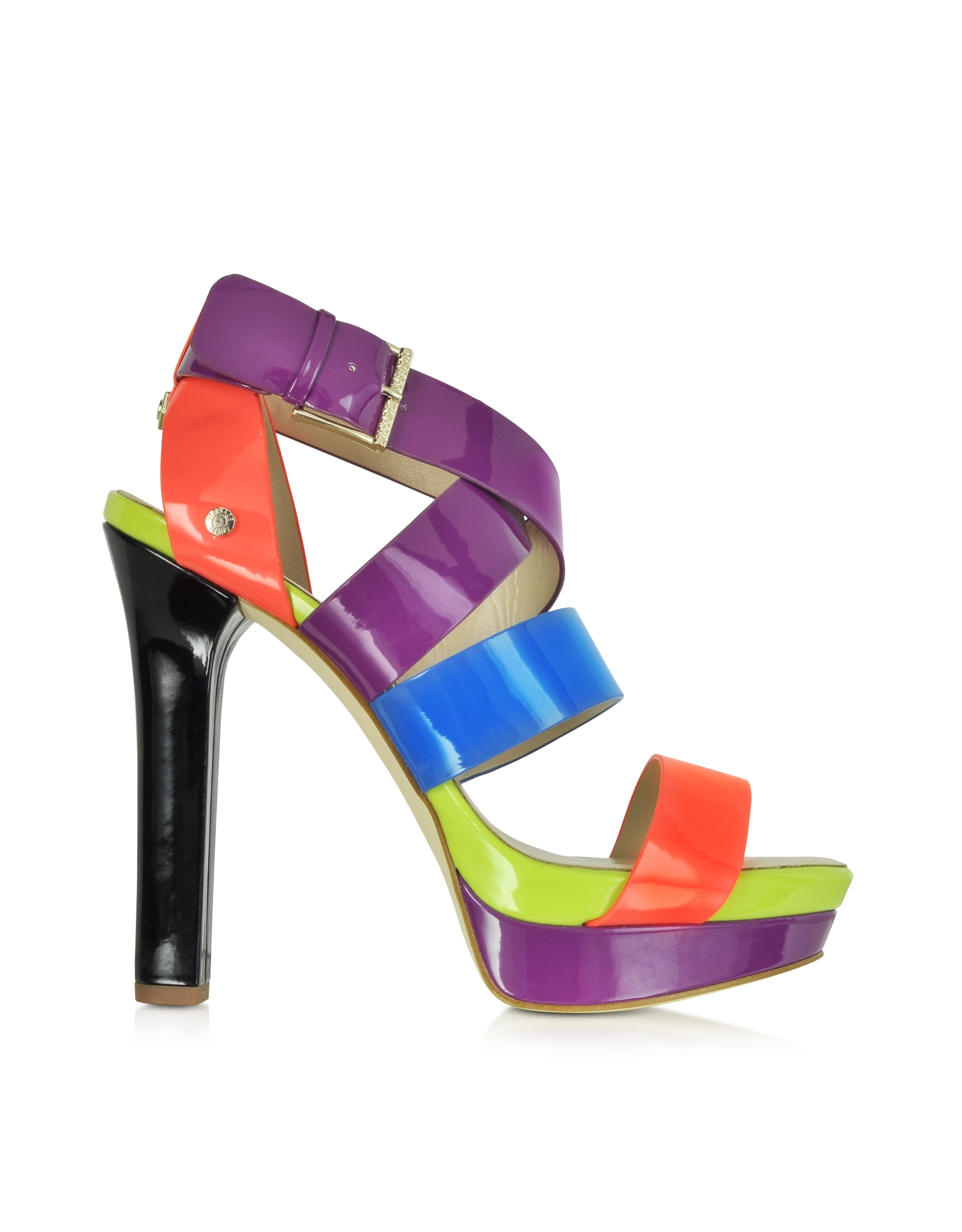 Versace Jeans Multi Color  Patent Eco Leather High Heel  