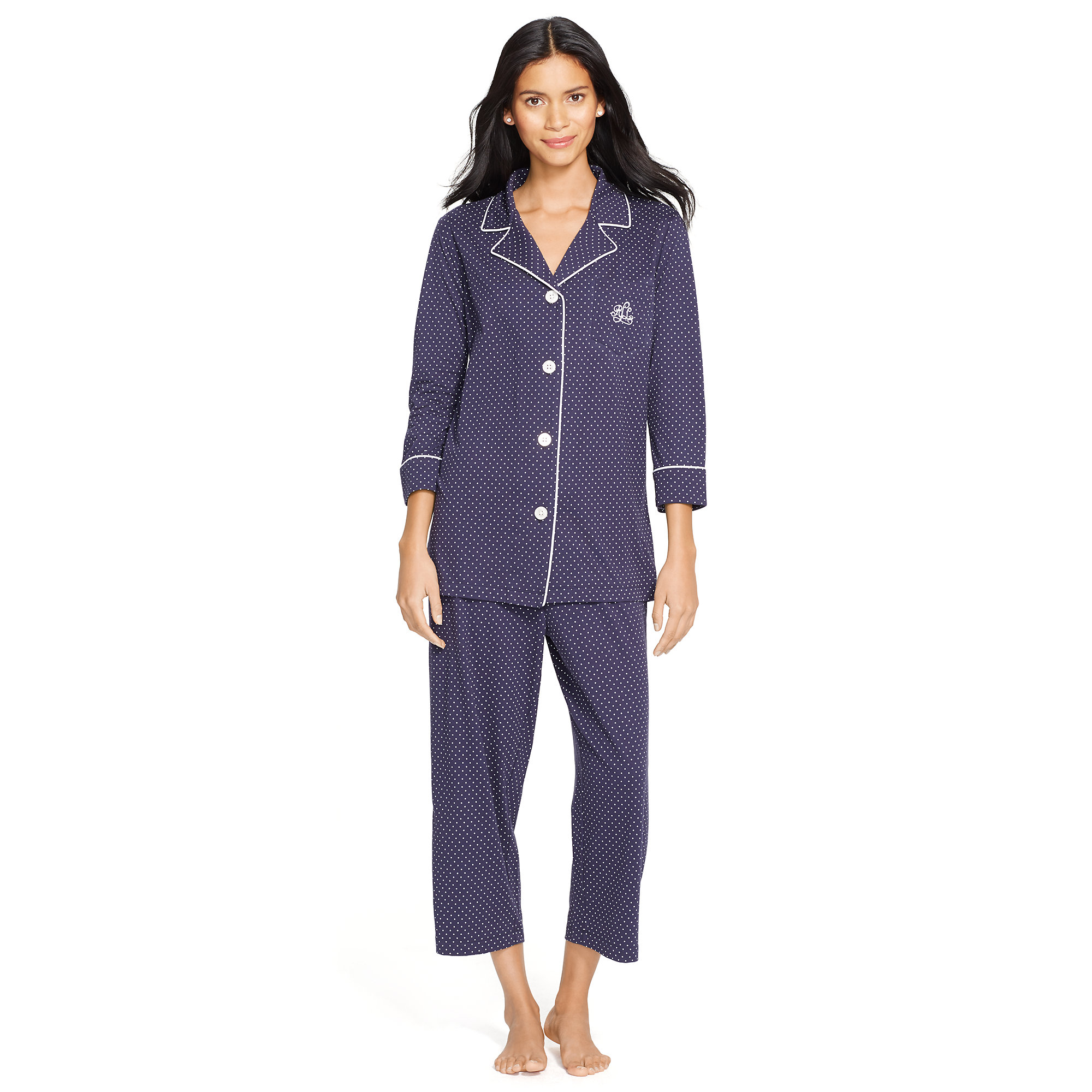 Ralph lauren Cotton Capri Pajama Set in Blue | Lyst