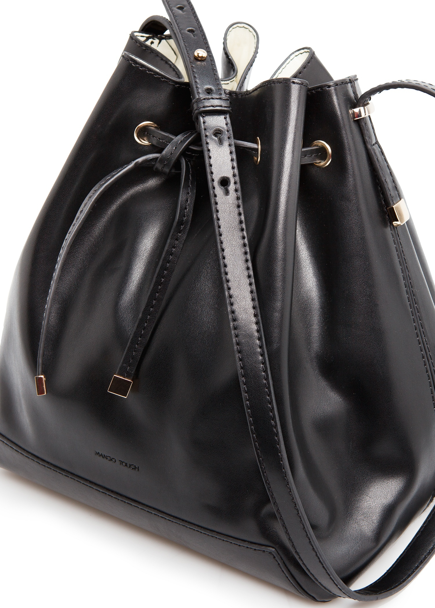 Lyst - Mango Contrast Bucket Bag in Black