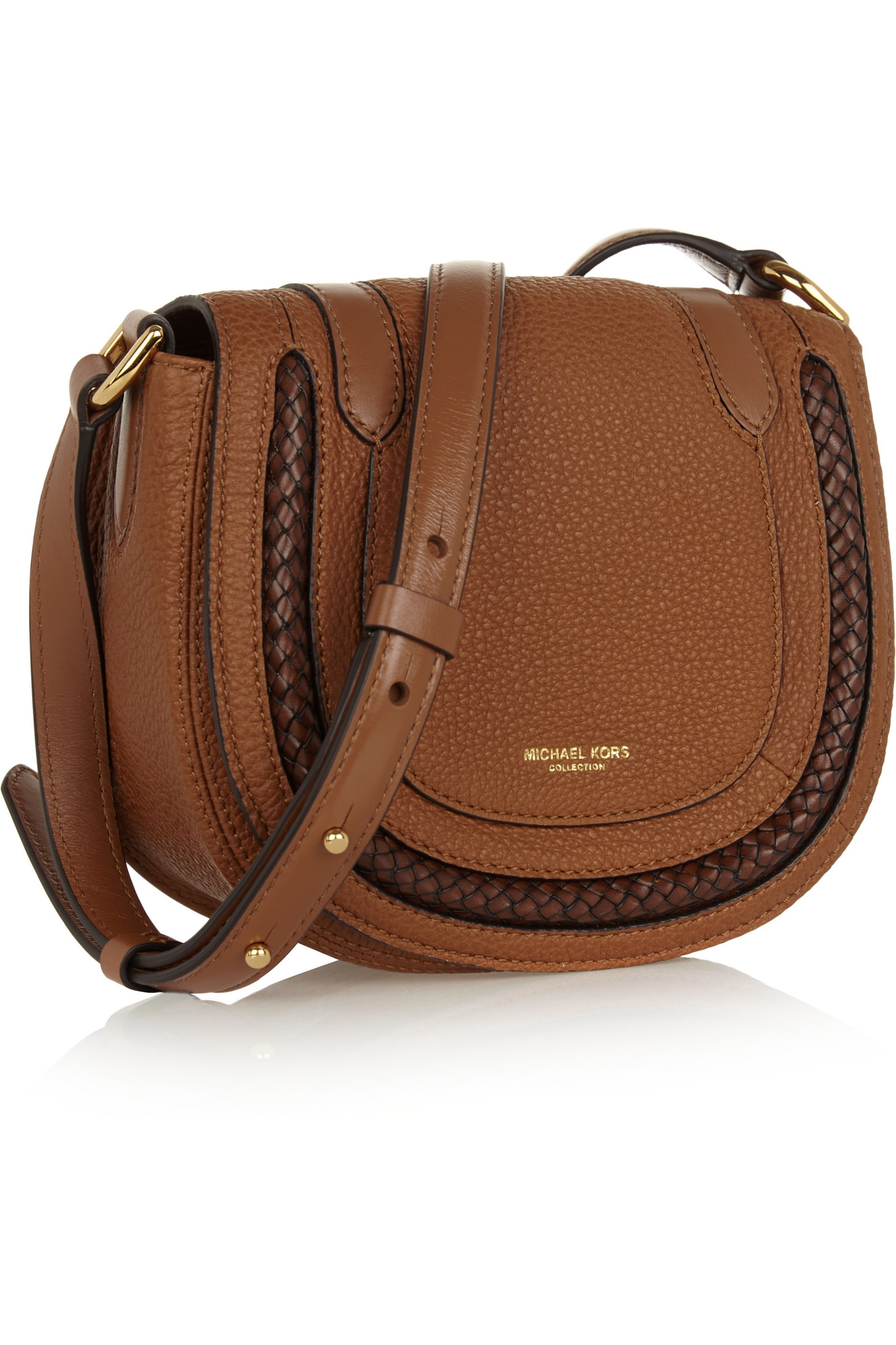 Michael Kors Skorpios Small Textured-leather Shoulder Bag in Tan (Brown) - Lyst