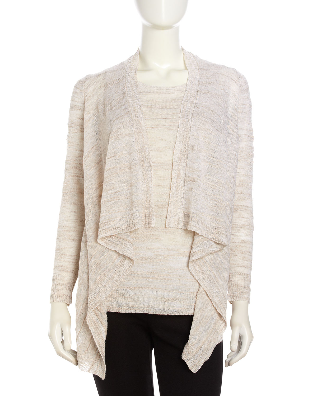 Lafayette 148 New York Mixedknit Openfront Cardigan in Natural Lyst