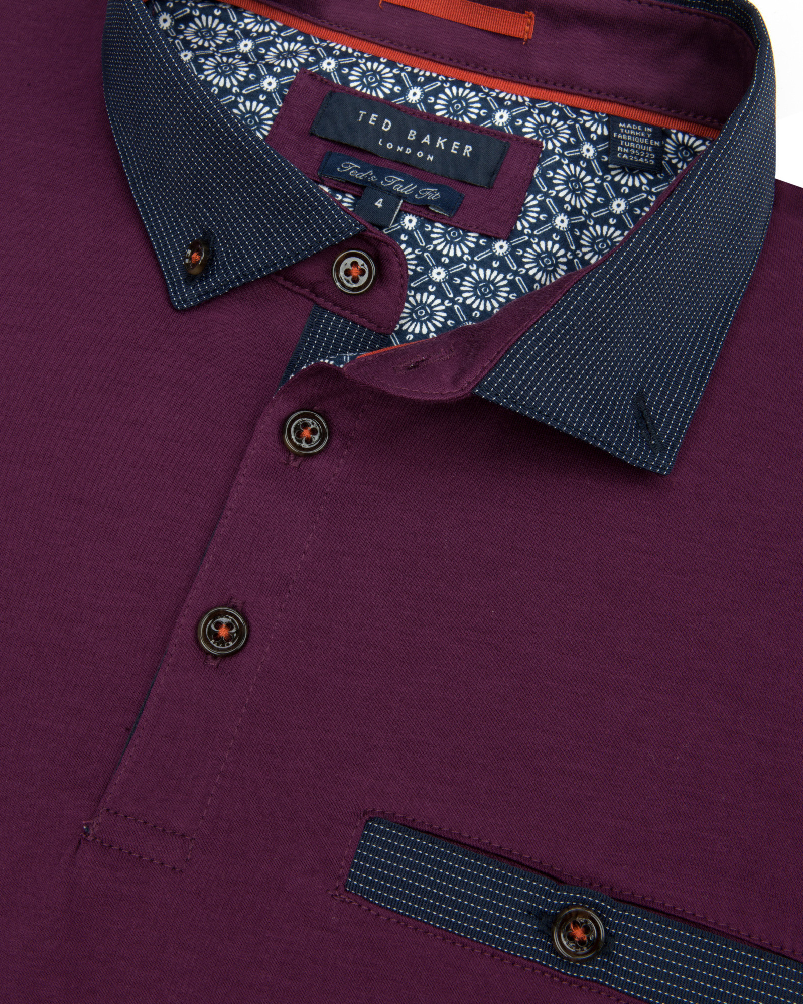Ted Baker Grosgrain Collar Polo Shirt in Purple for Men | Lyst