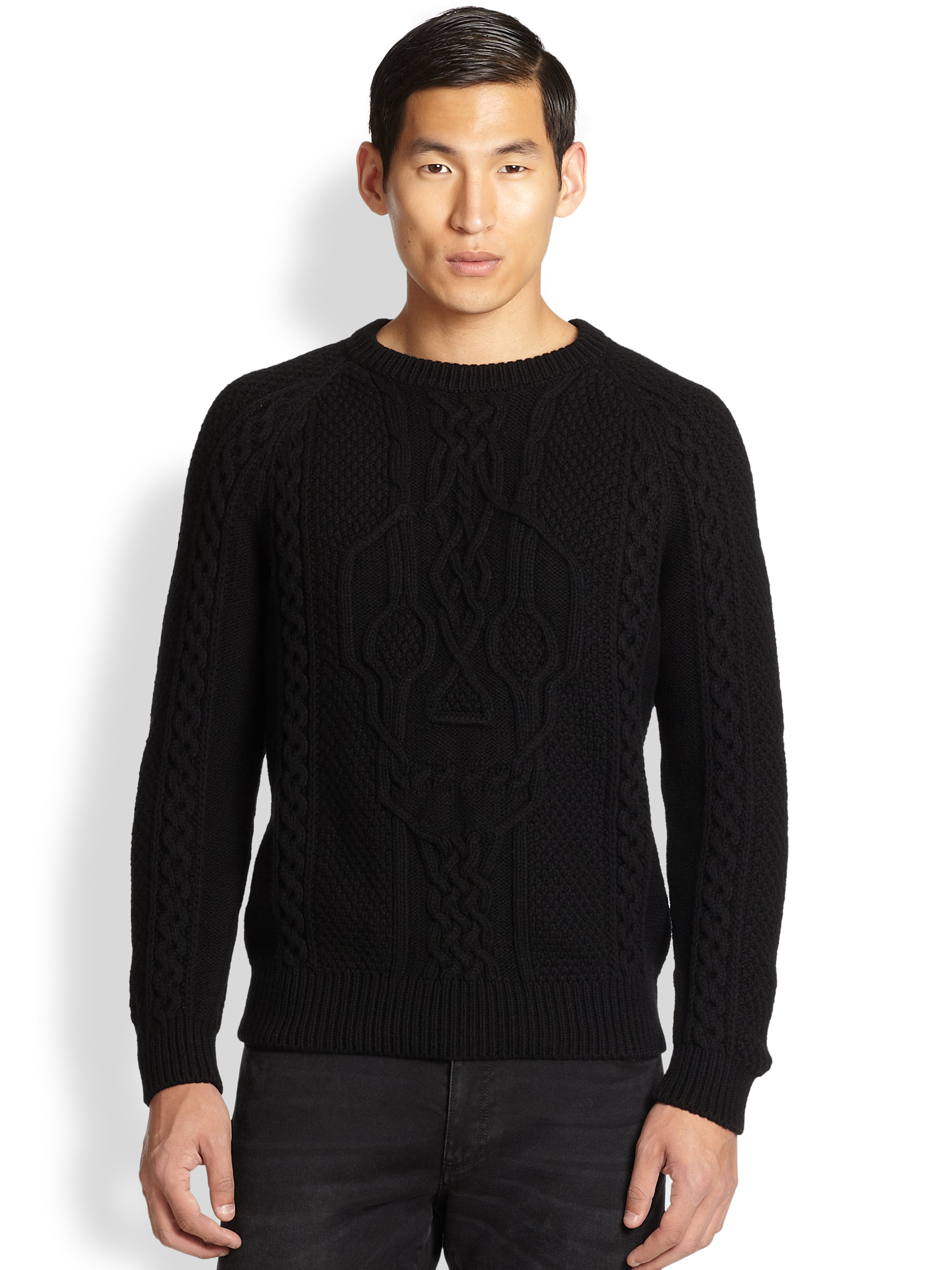 Lyst - Alexander Mcqueen Skull Cable Knit Sweater in Black for Men