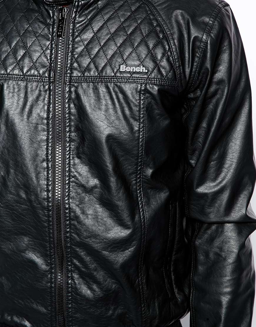 Bench Jacket Faux Leather Biker In Black For Men Lyst