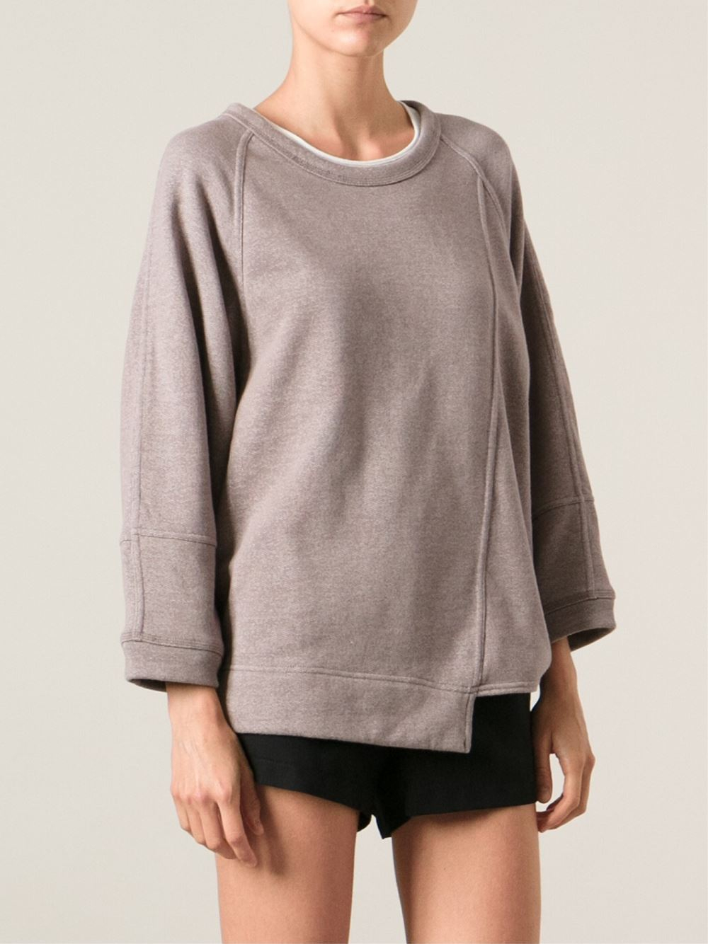 adidas By Stella McCartney Asymmetric Sweatshirt in Natural - Lyst