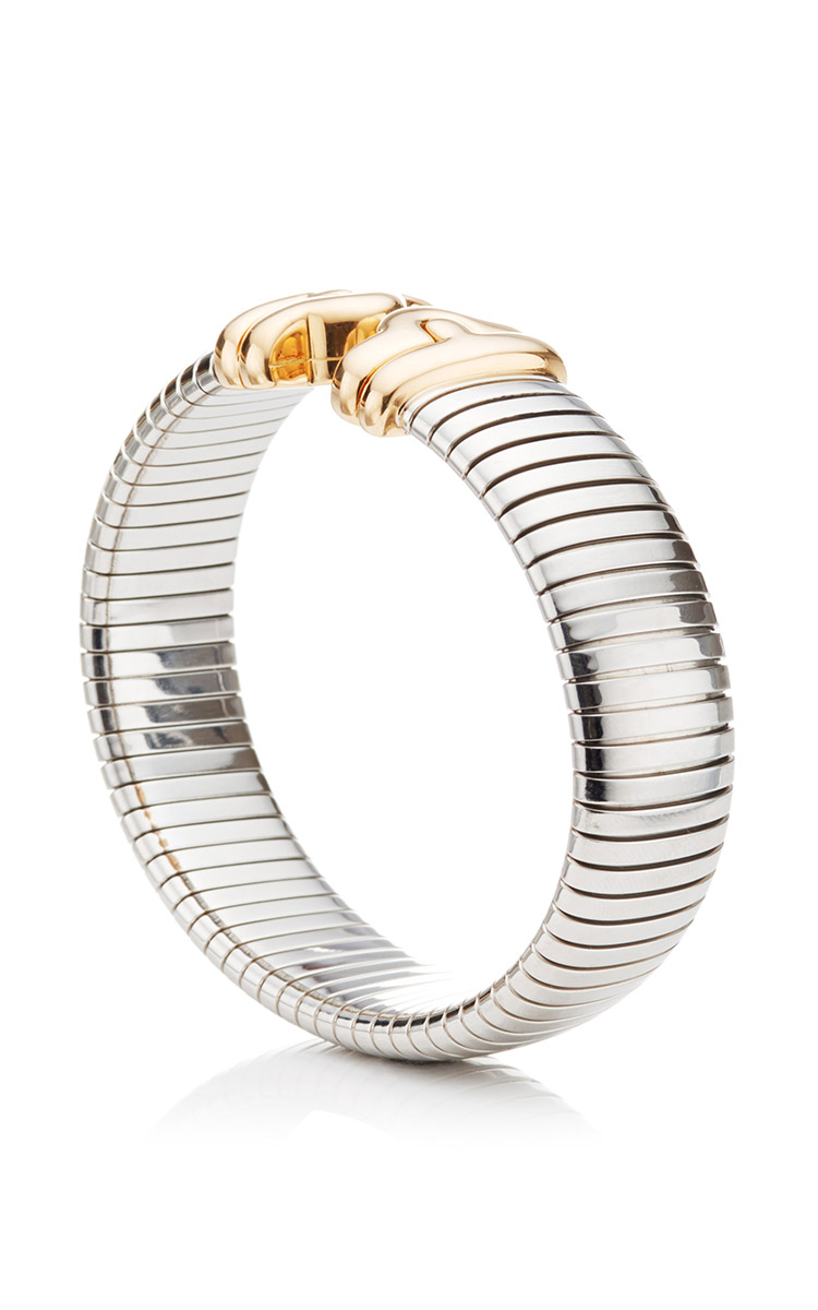 Portero 18k Yellow Gold and Stainless Steel Vintage Bulgari Tubogas  Bracelet in Gold/Silver (Metallic) | Lyst