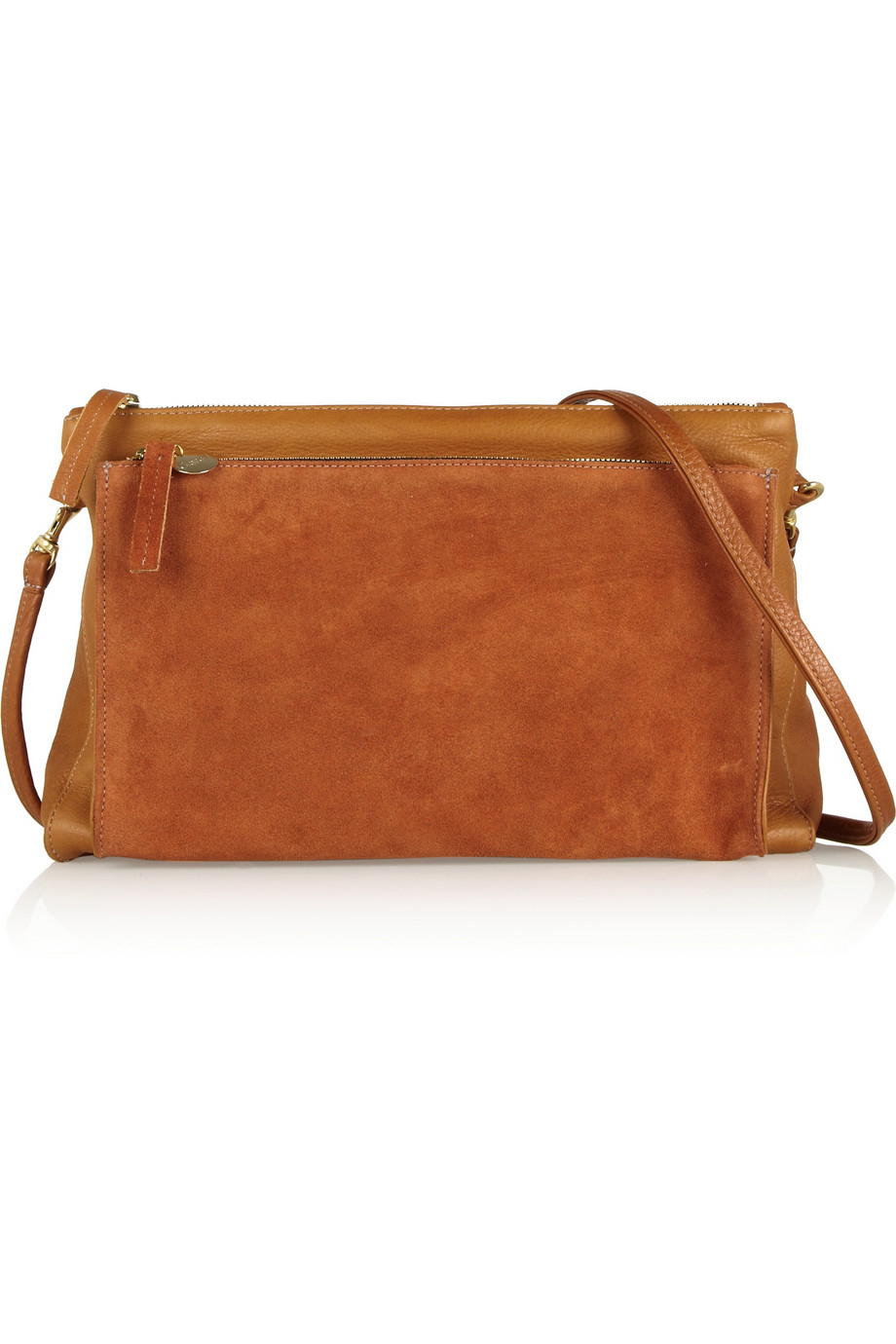 Clare V. Leather Trim Suede Crossbody Bag - Brown Crossbody Bags, Handbags  - W2437264