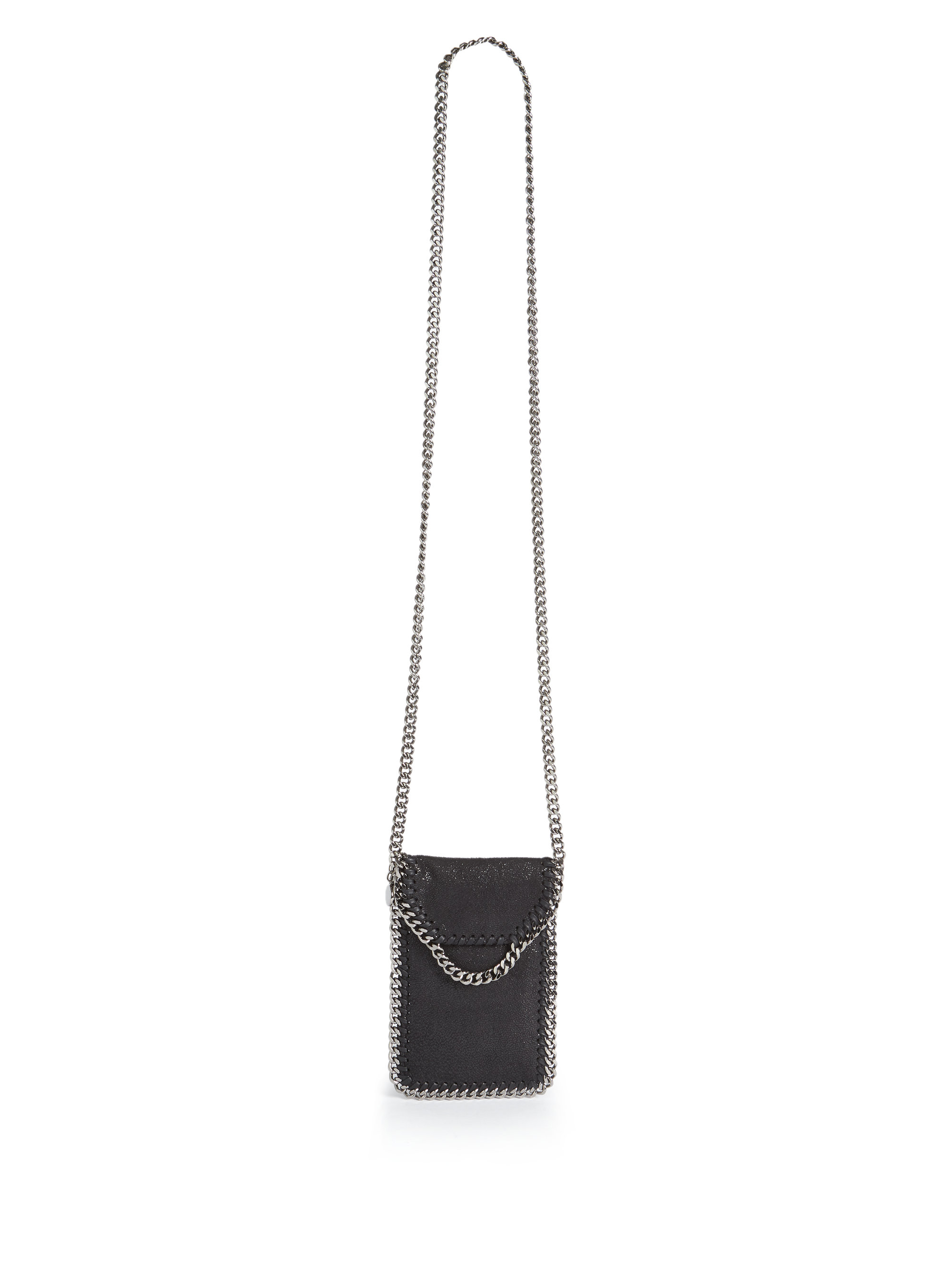 Stella Mccartney Black Falabella Shimmer Faux Suede Smartphone Crossbody Bag