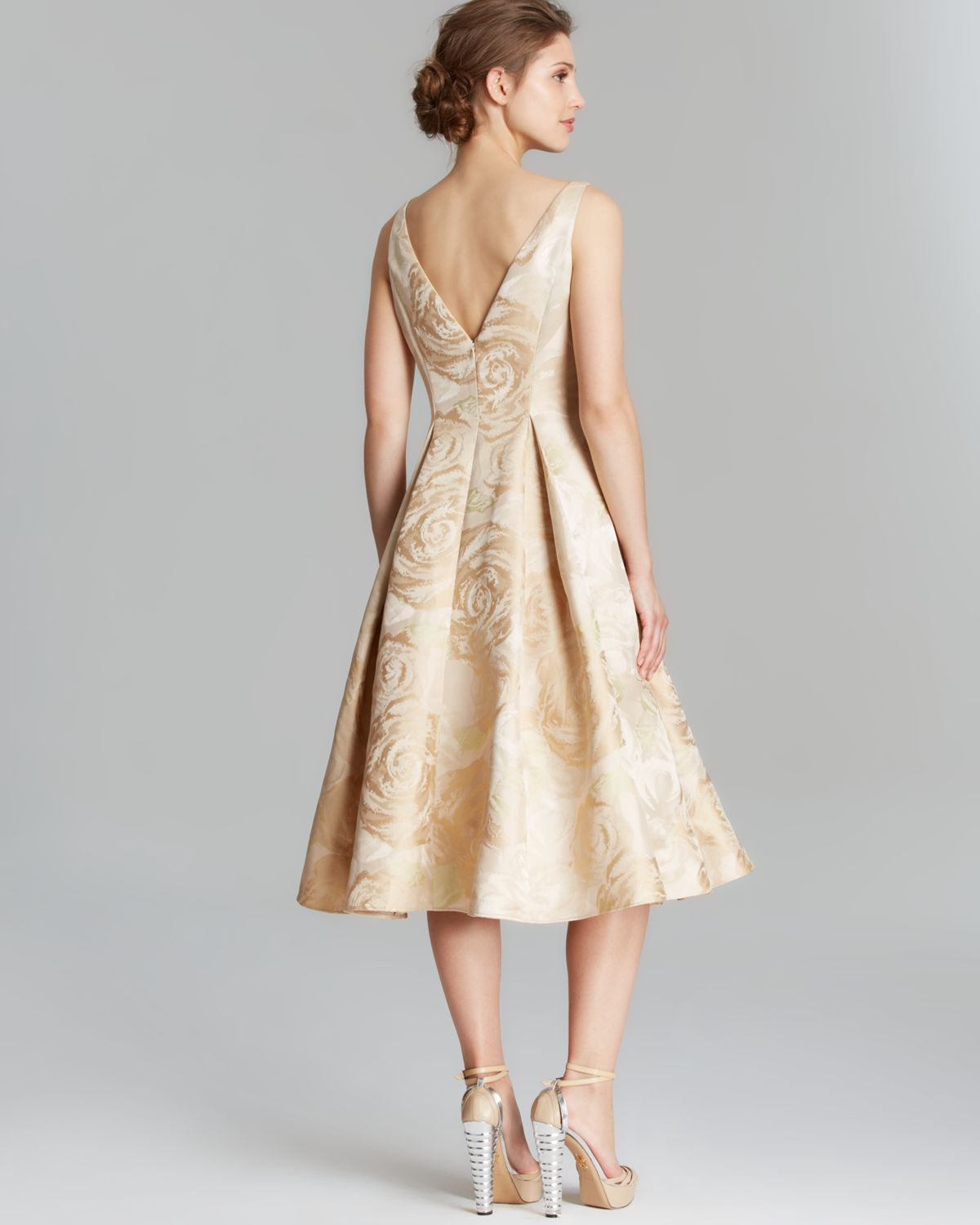 Gold Tea Length Wedding Dress 7