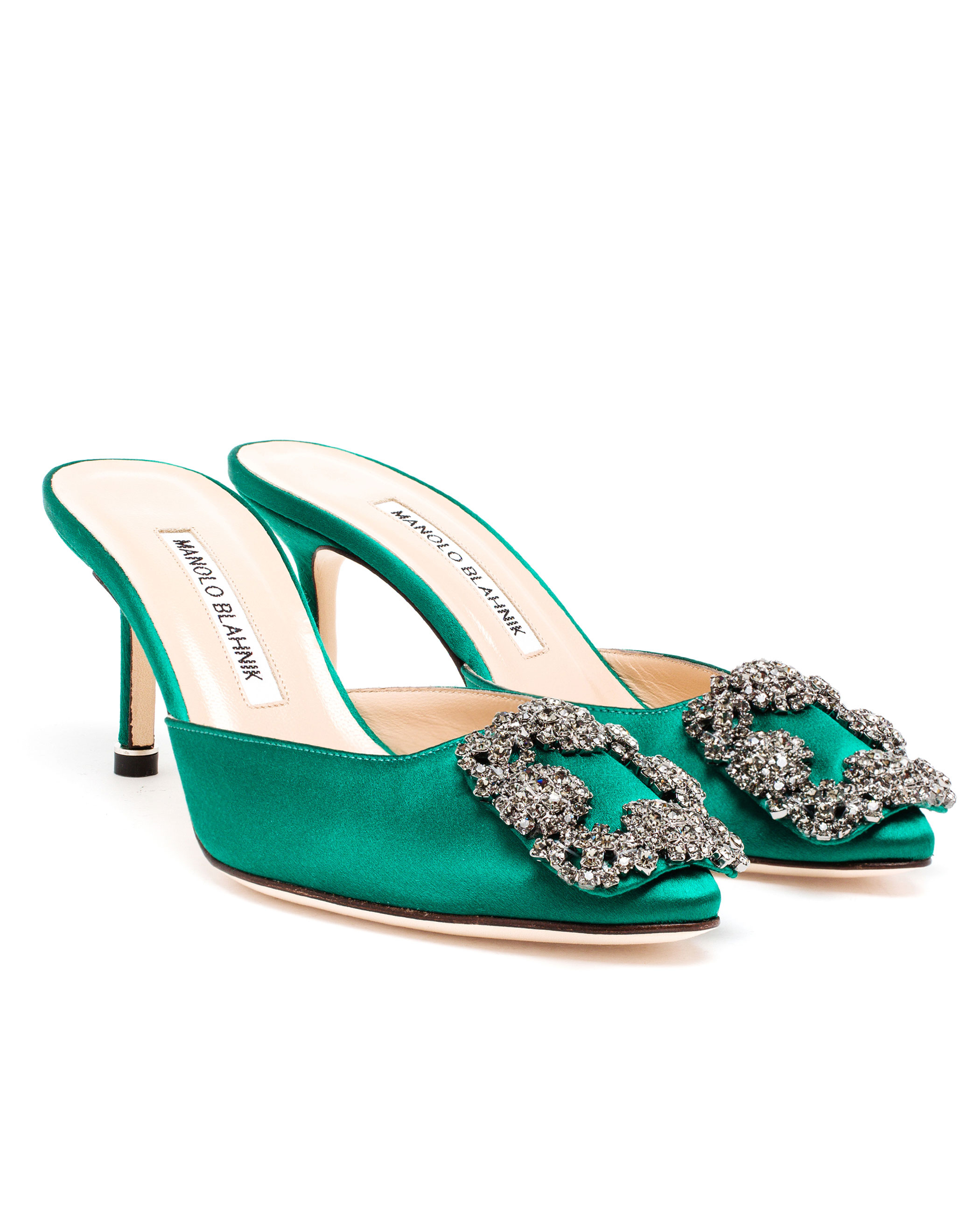 manolo blahnik green mules