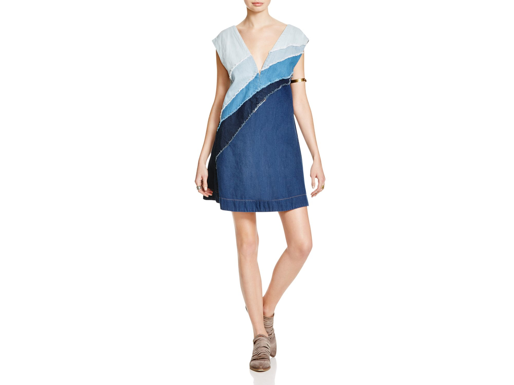 patchwork denim dress