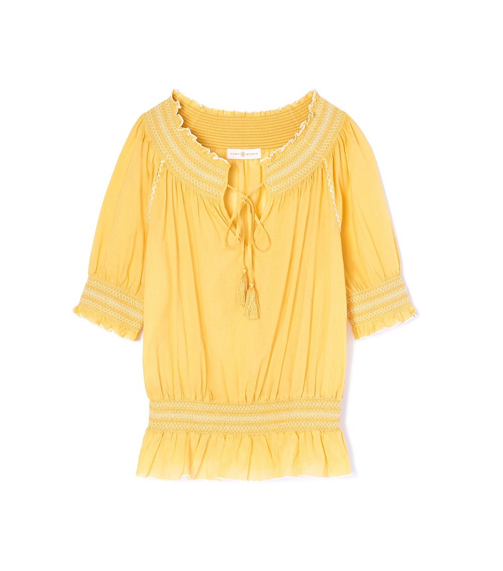 yellow peasant blouse