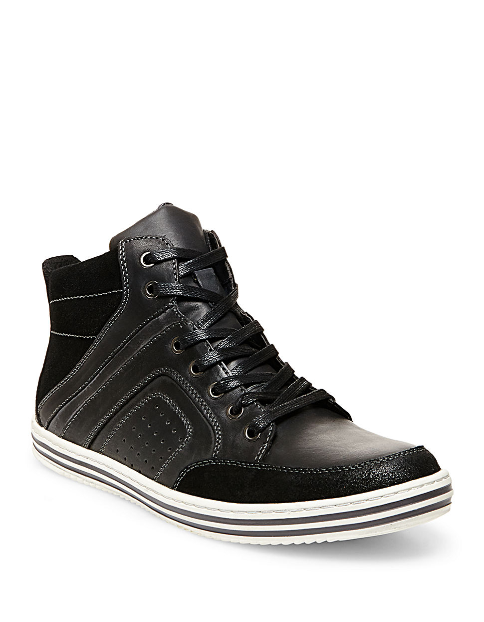 Steve Madden Ristt Leather Hi-Top Sneakers in Black for Men | Lyst