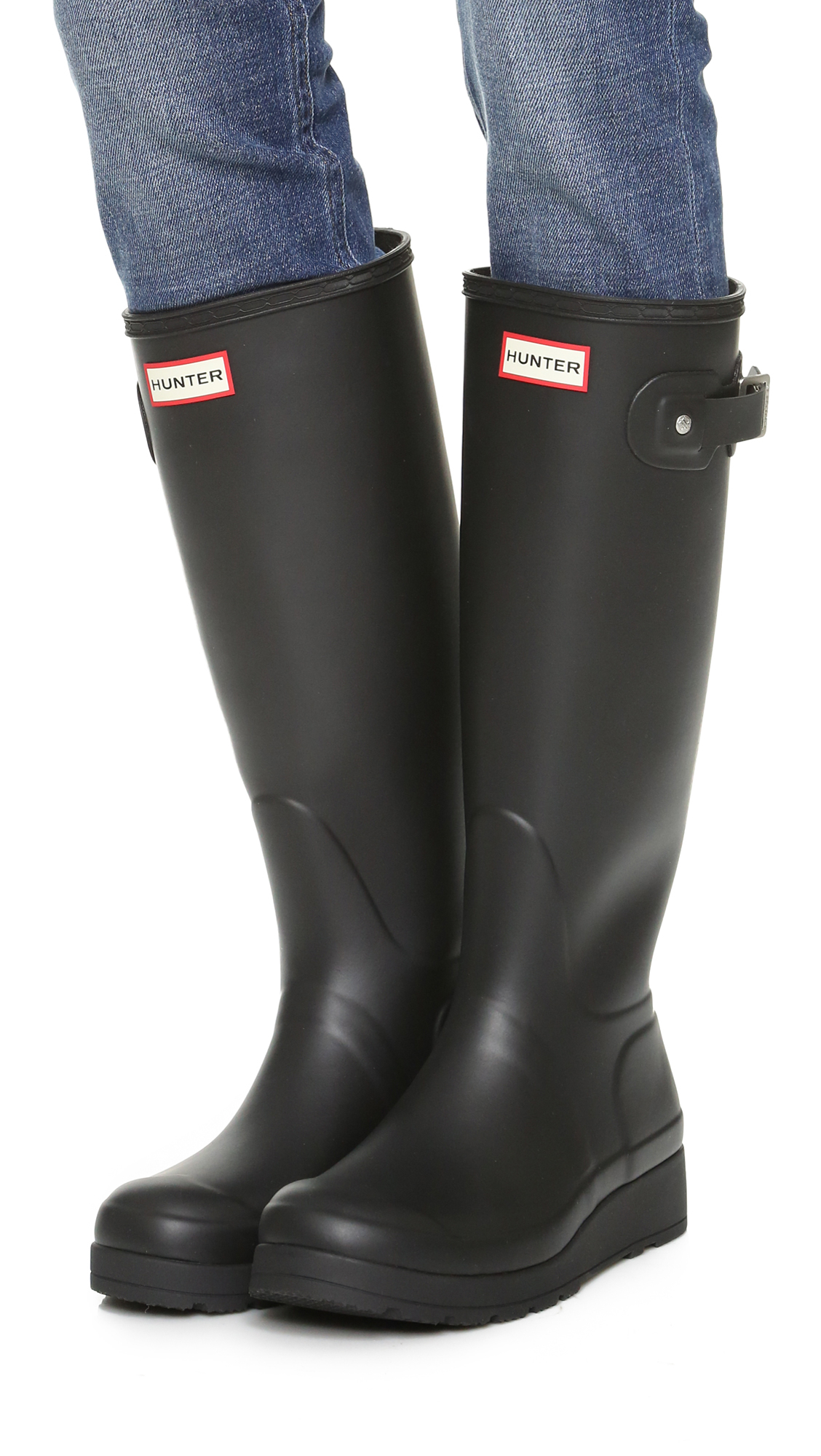 tall wedge rain boots