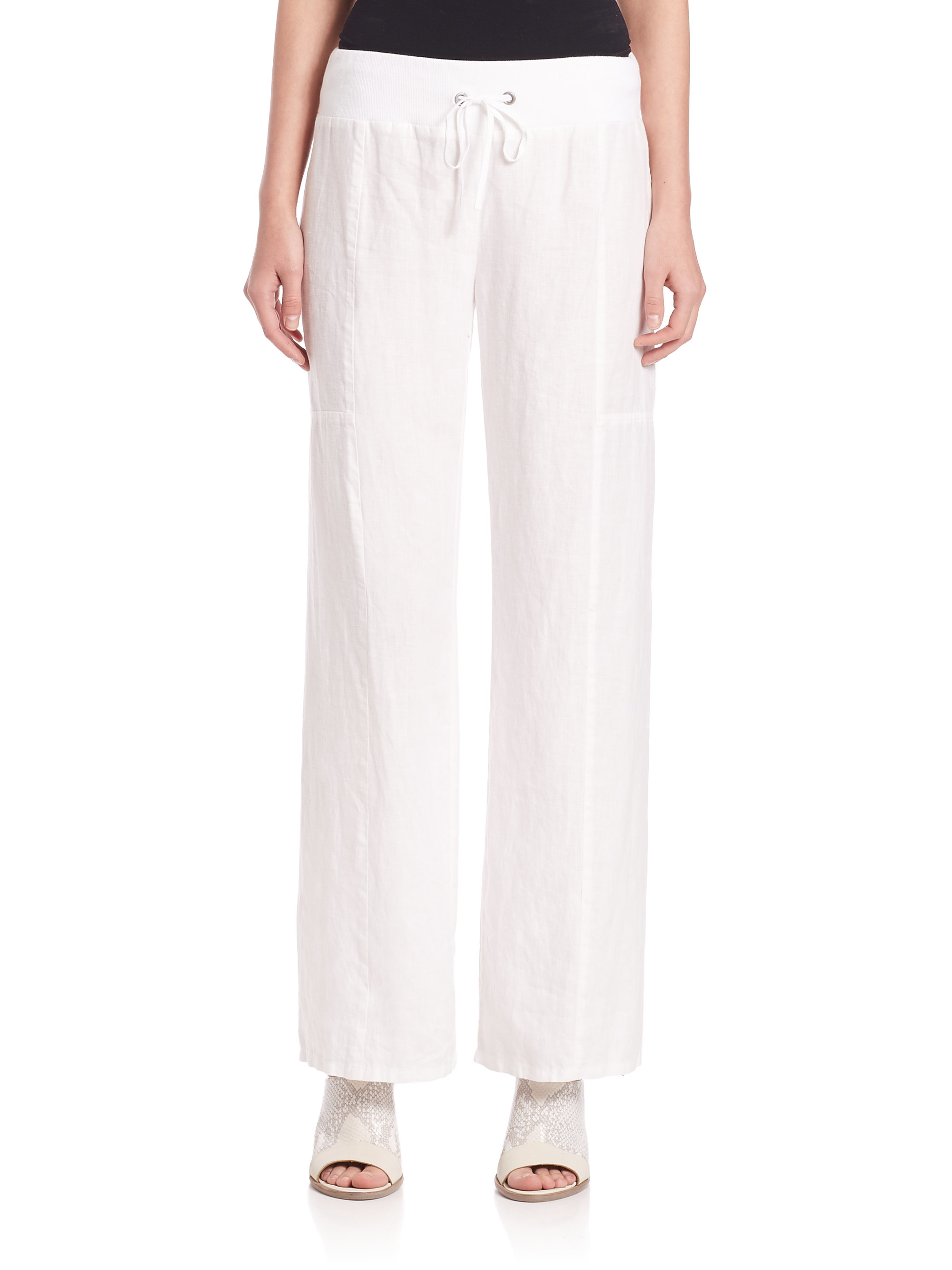 Lyst - Eileen Fisher Linen Wide-leg Pants in White