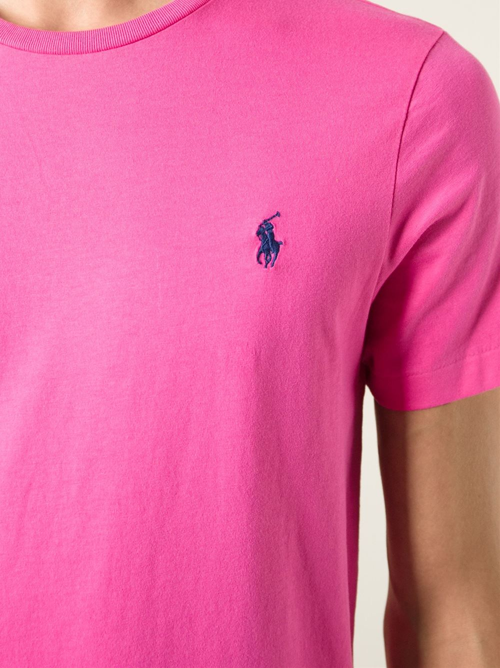 Polo Ralph Lauren Logo Embroidered T Shirt In Pink Purple Pink