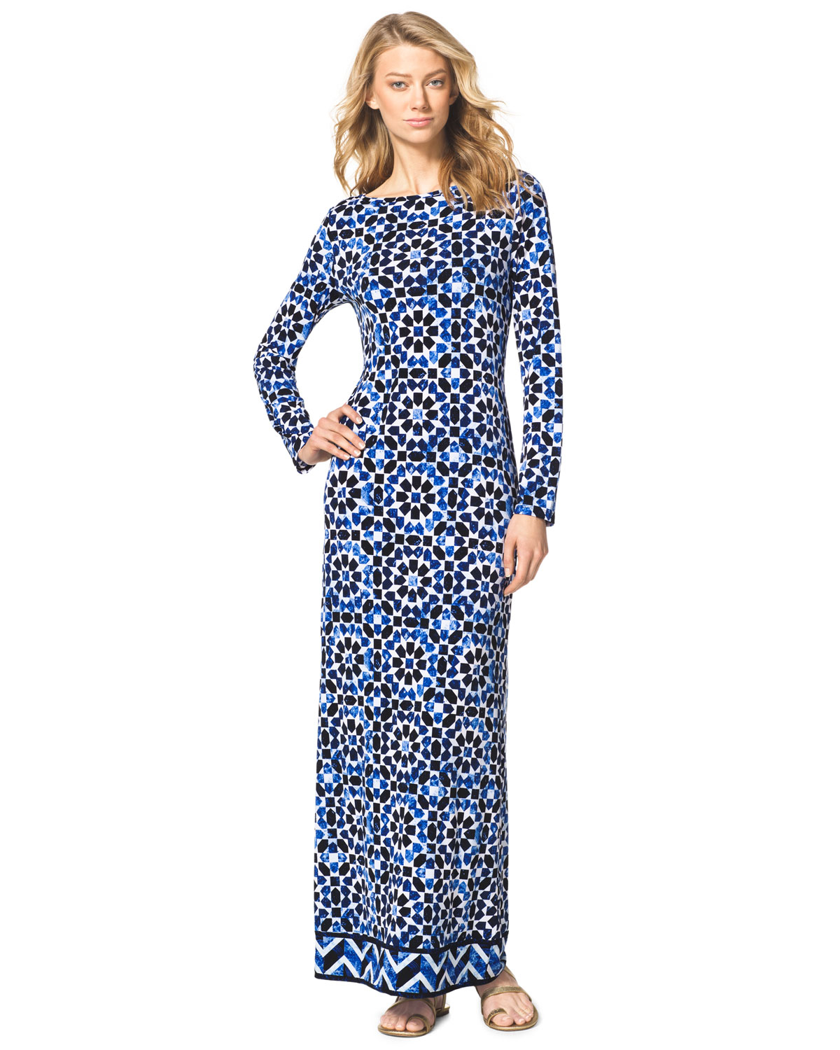 michael kors blue dress long sleeve