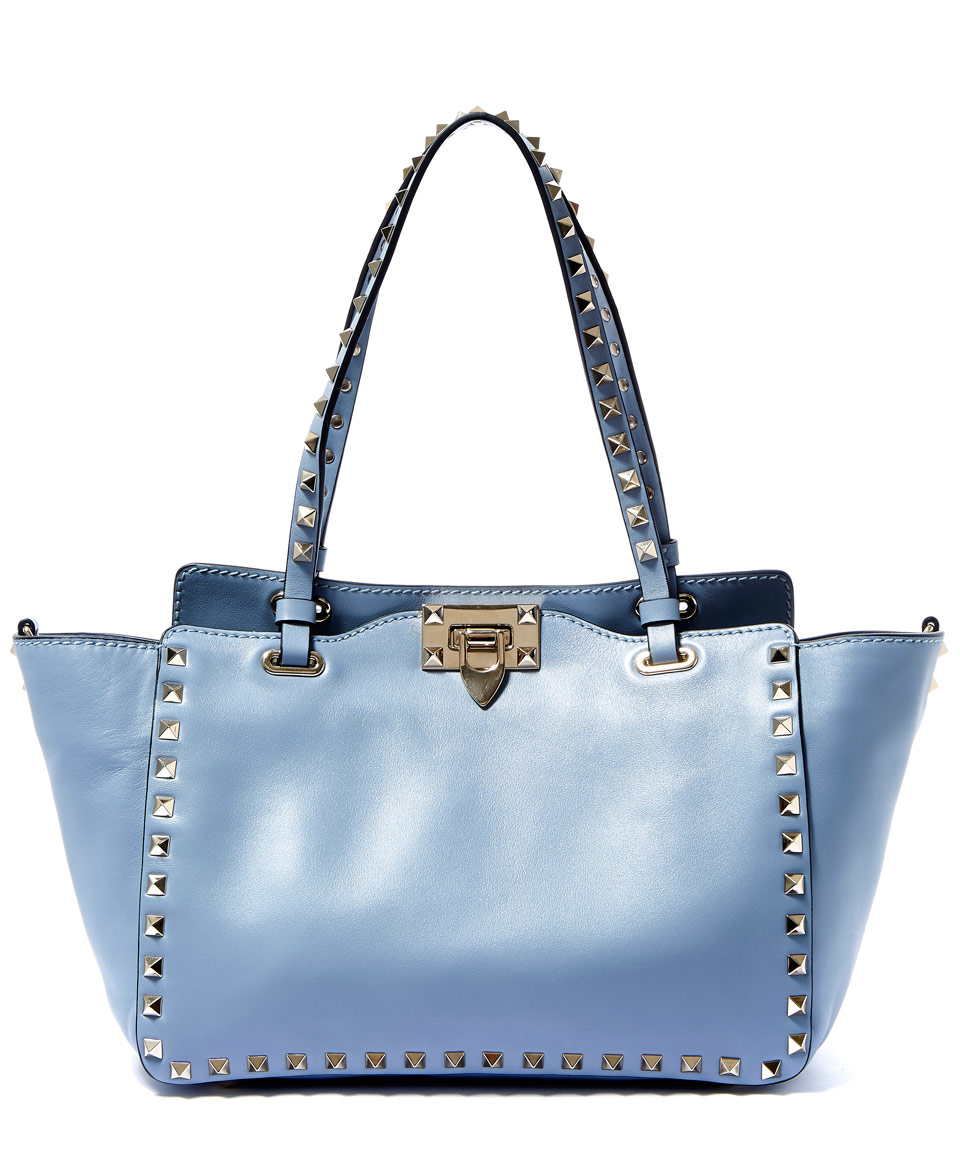 Lyst - Valentino Small Blue Rockstud Cross-body Bag in Blue