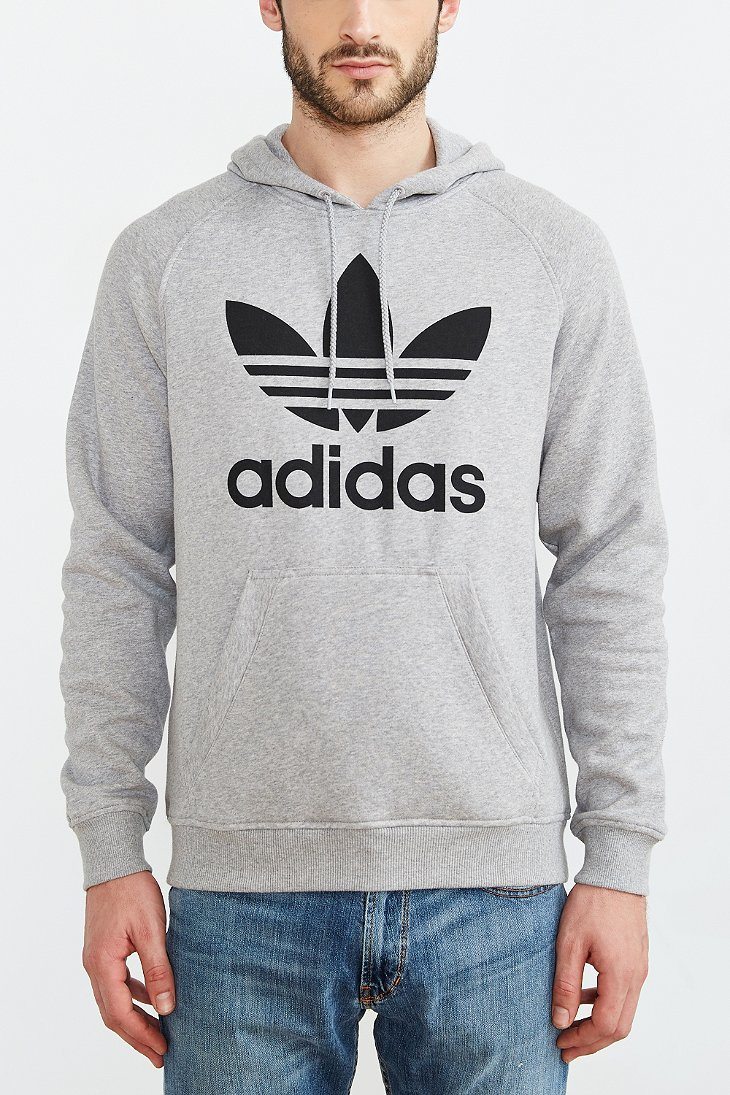 adidas Originals Originals Trefoil Hoodie Sweatshirt in Gray for Men - Lyst
