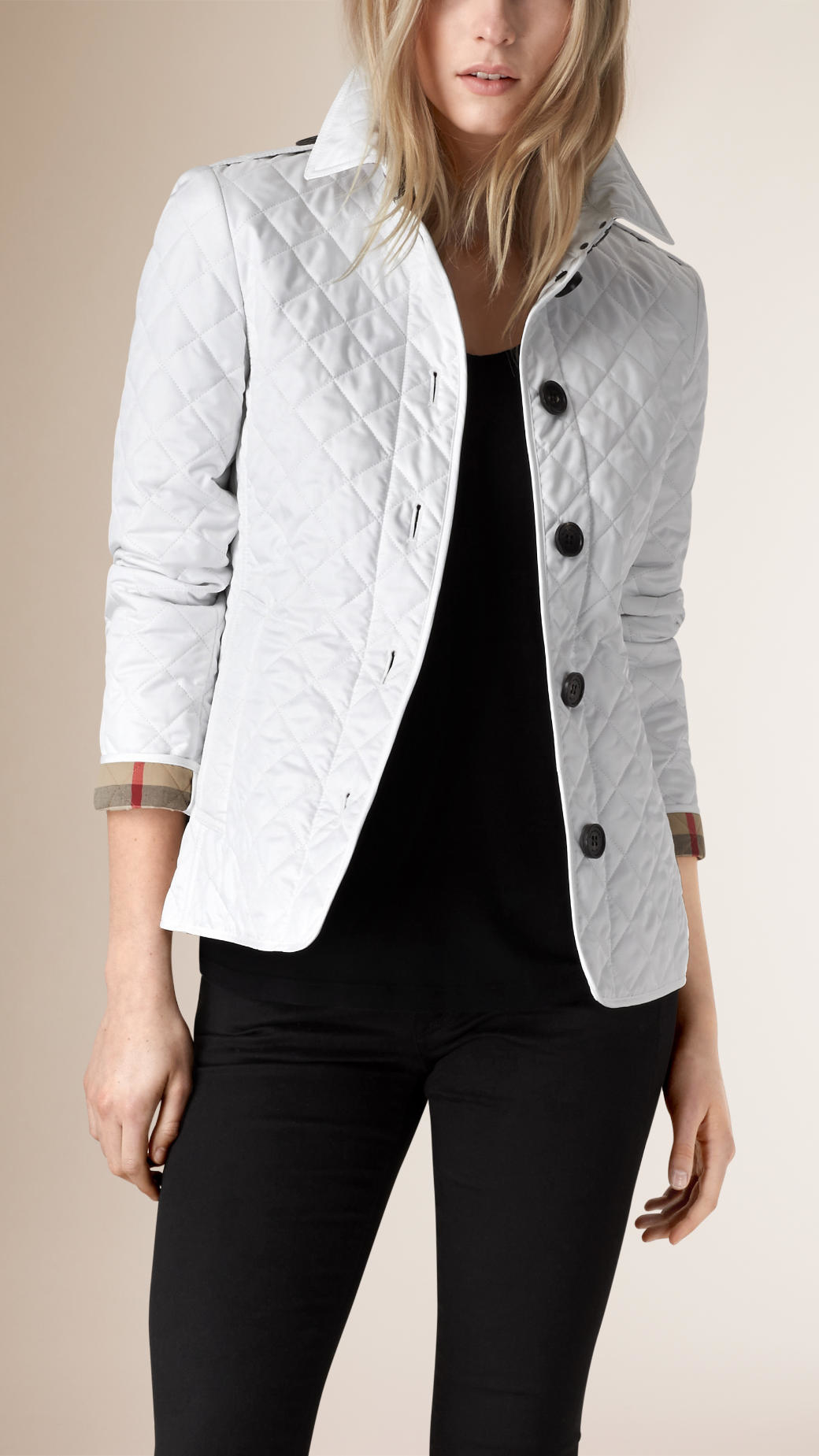 Burberry Synthetic Diamond-Quilted Jacket in Chalk (White) | Lyst