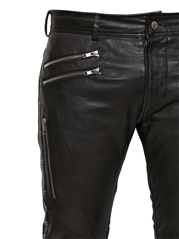 Diesel 17.5Cm Multi Zip Leather Pants in Black for Men | Lyst