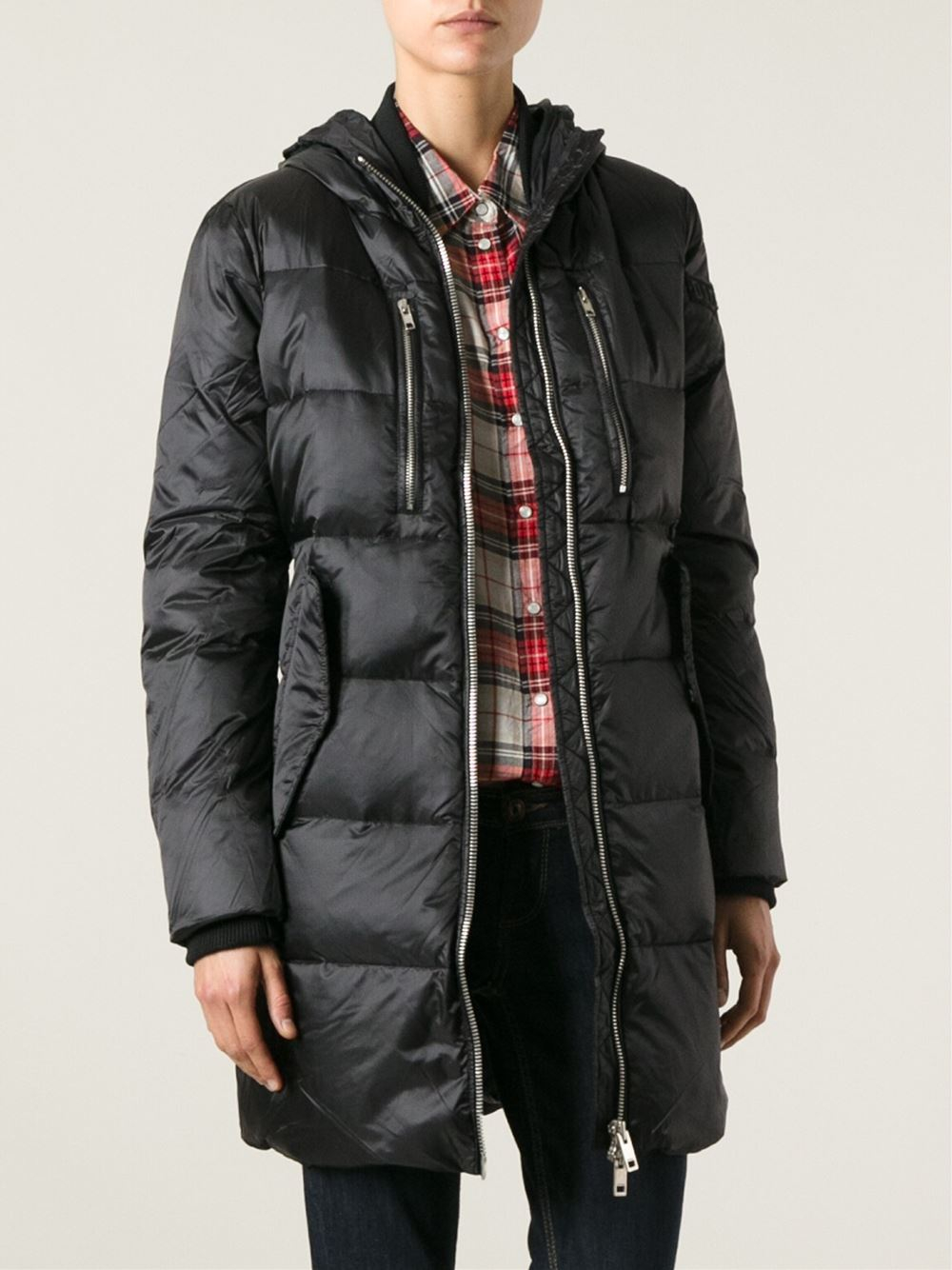 Diesel Padded Long Jacket in Black Lyst