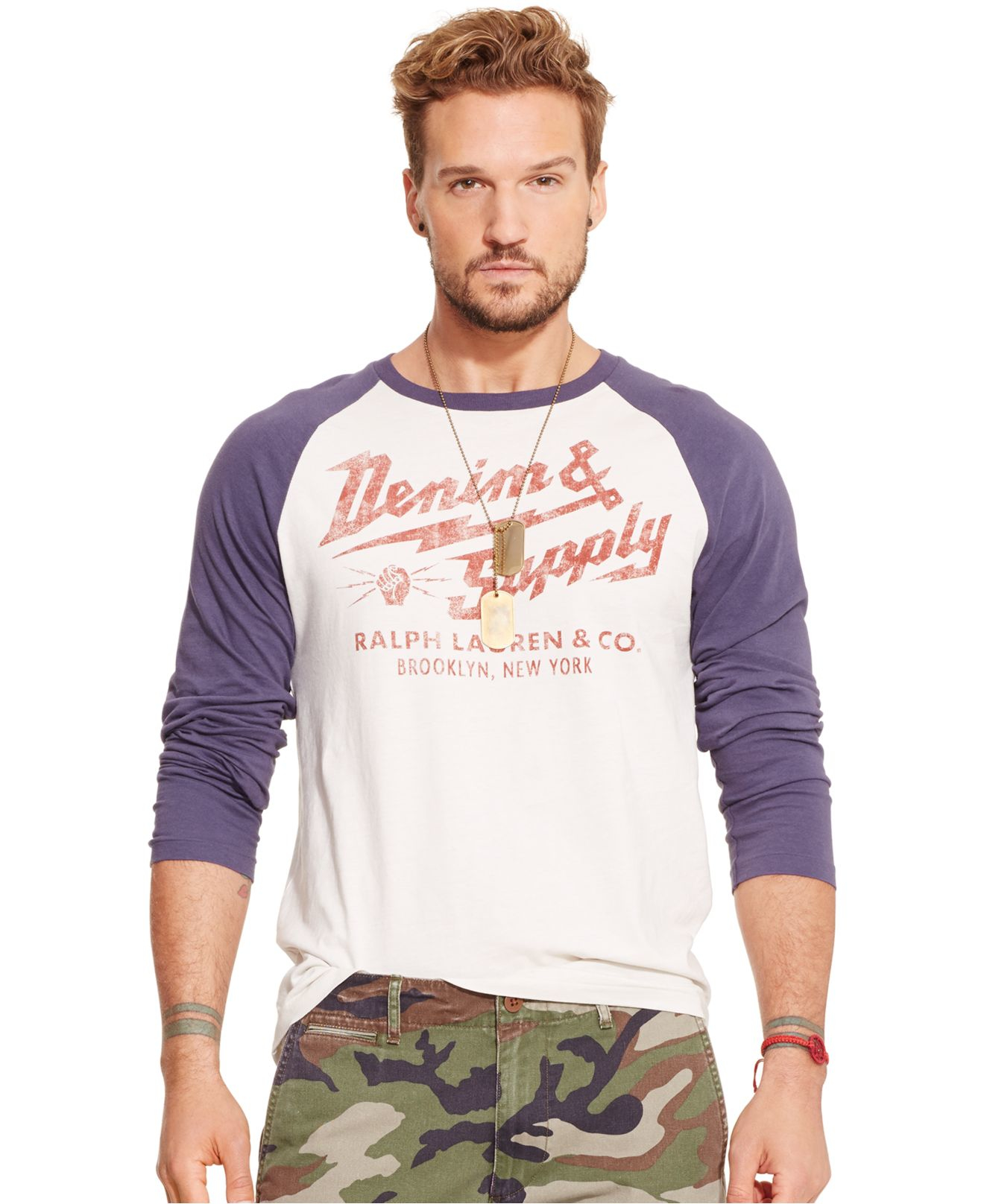 Denim & Supply Ralph Lauren Denim Lightning Baseball T-shirt in Antique  Cream (Purple) for Men - Lyst