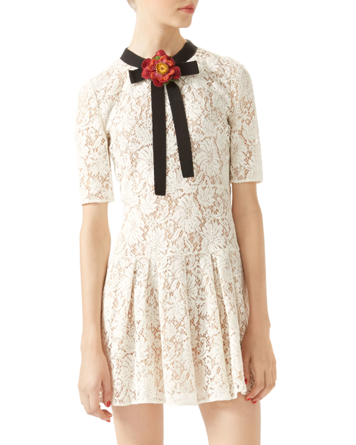 gucci white lace dress